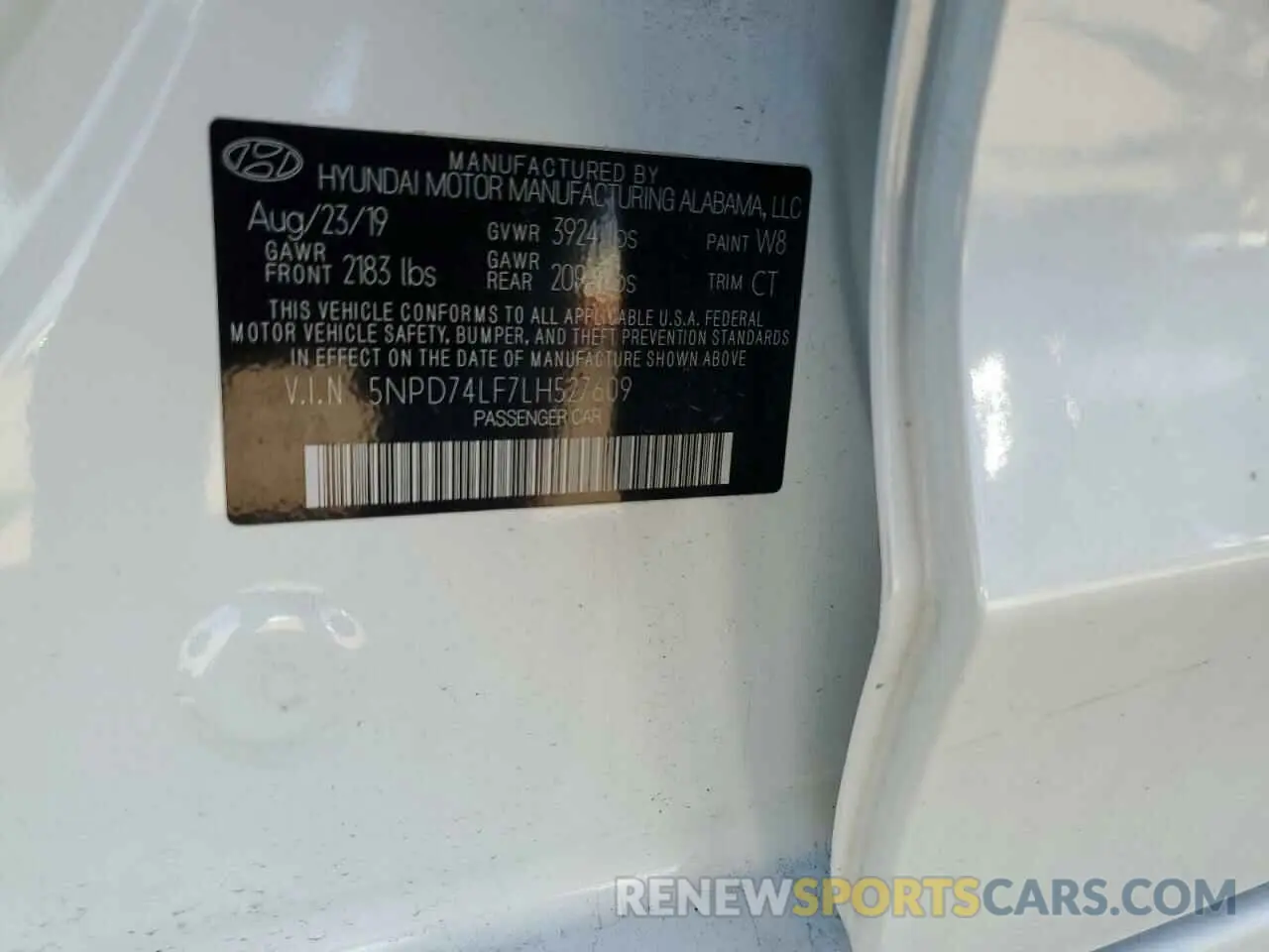 12 Photograph of a damaged car 5NPD74LF7LH527609 HYUNDAI ELANTRA 2020