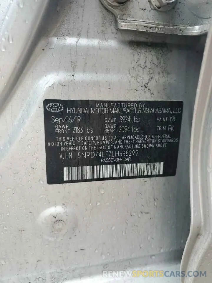 12 Photograph of a damaged car 5NPD74LF7LH538299 HYUNDAI ELANTRA 2020