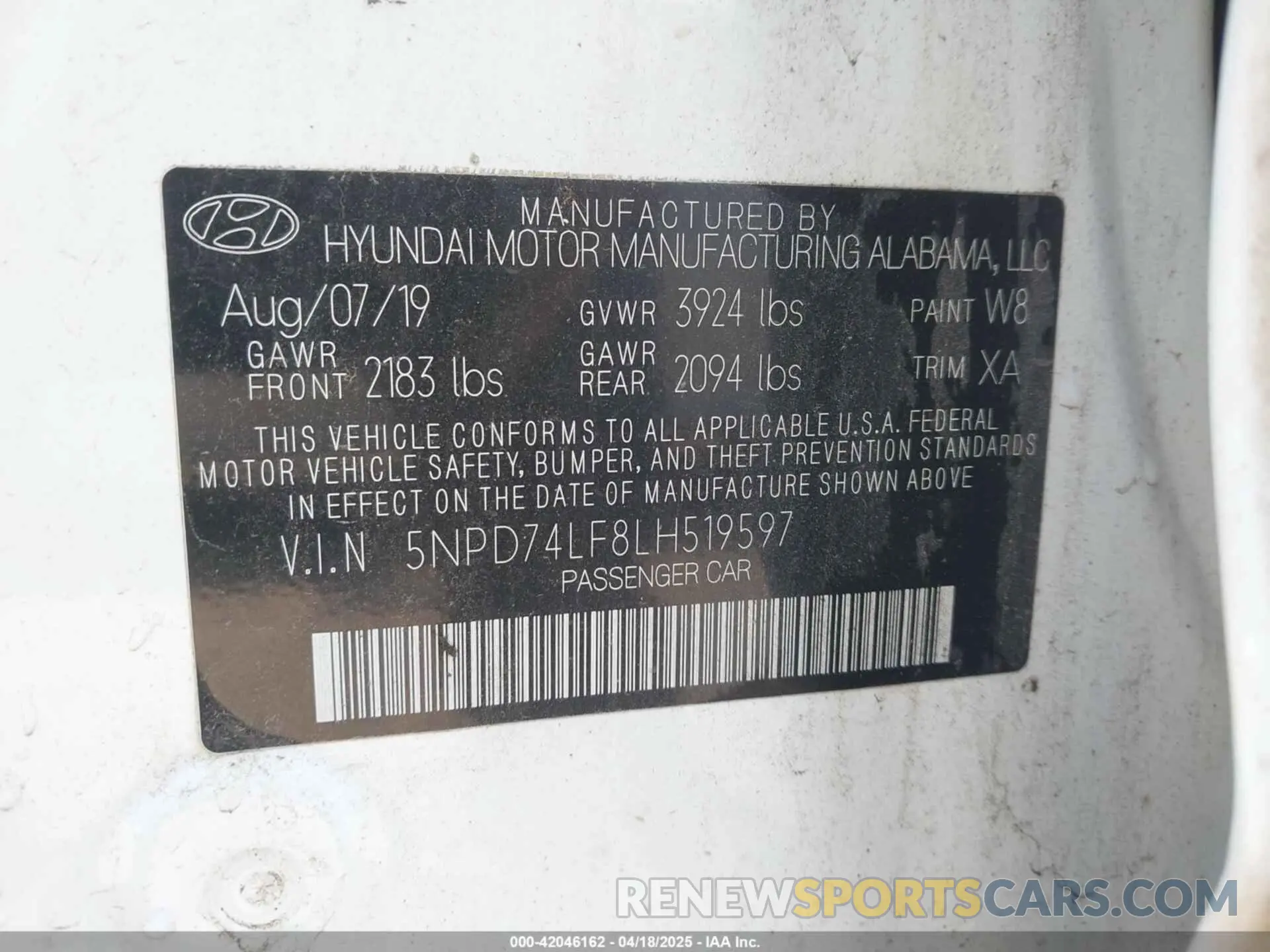 9 Photograph of a damaged car 5NPD74LF8LH519597 HYUNDAI ELANTRA 2020