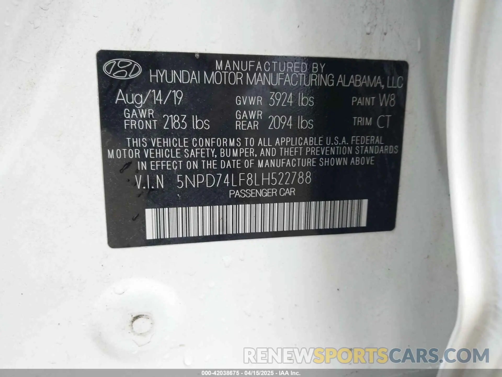 9 Photograph of a damaged car 5NPD74LF8LH522788 HYUNDAI ELANTRA 2020
