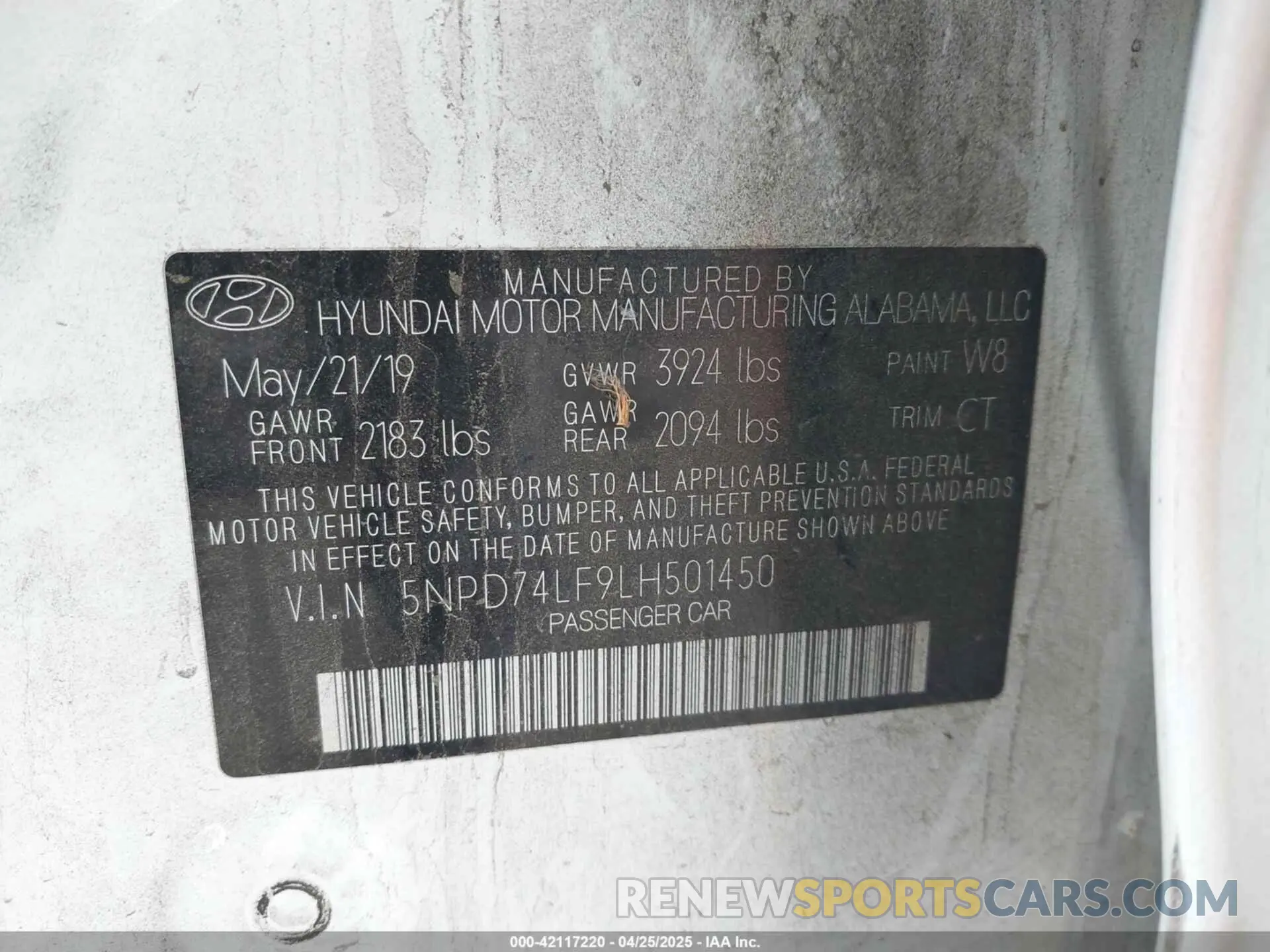 9 Photograph of a damaged car 5NPD74LF9LH501450 HYUNDAI ELANTRA 2020