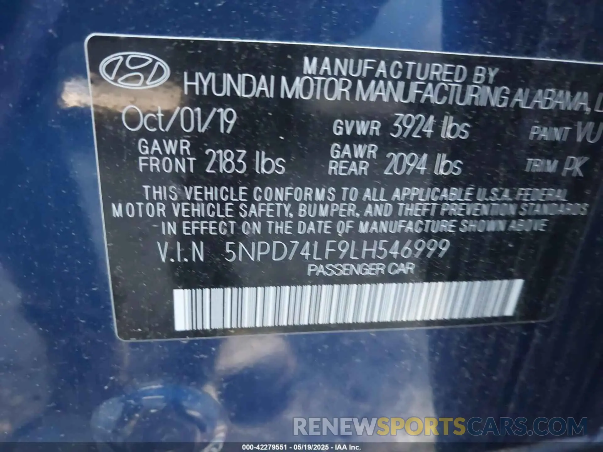 9 Photograph of a damaged car 5NPD74LF9LH546999 HYUNDAI ELANTRA 2020