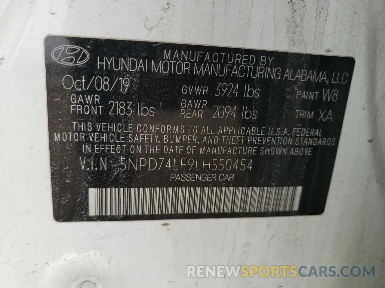 12 Photograph of a damaged car 5NPD74LF9LH550454 HYUNDAI ELANTRA 2020