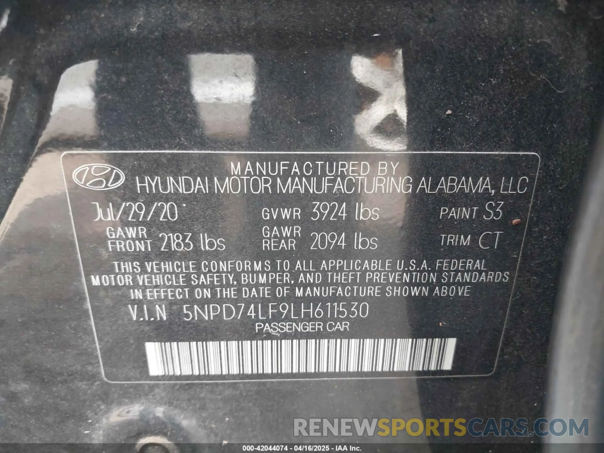 9 Photograph of a damaged car 5NPD74LF9LH611530 HYUNDAI ELANTRA 2020