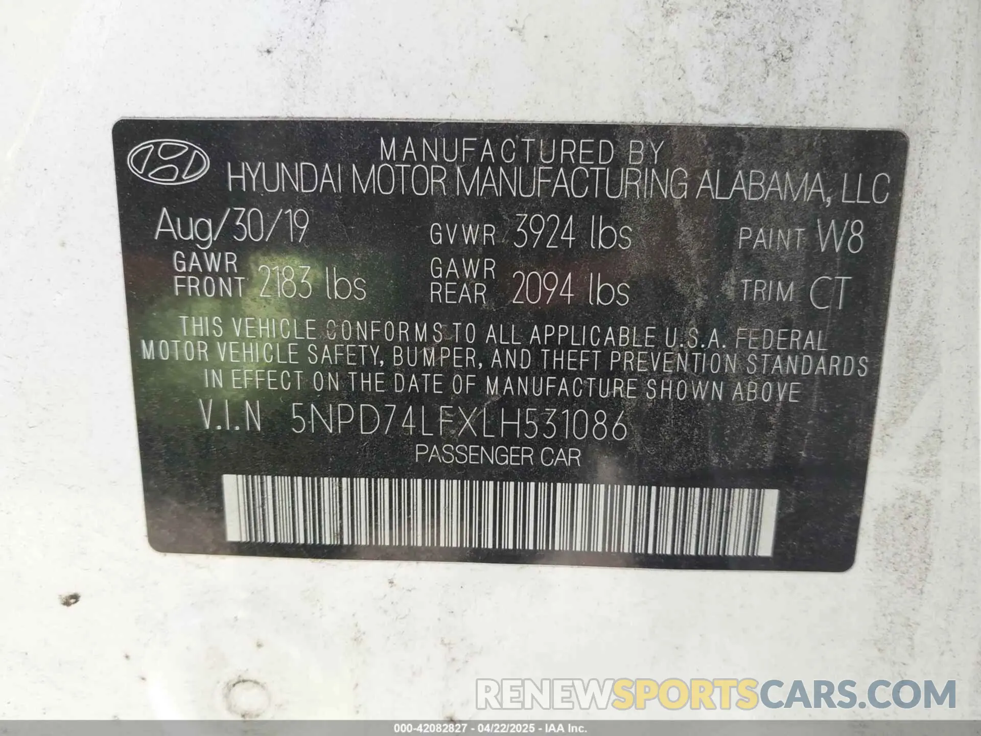9 Photograph of a damaged car 5NPD74LFXLH531086 HYUNDAI ELANTRA 2020