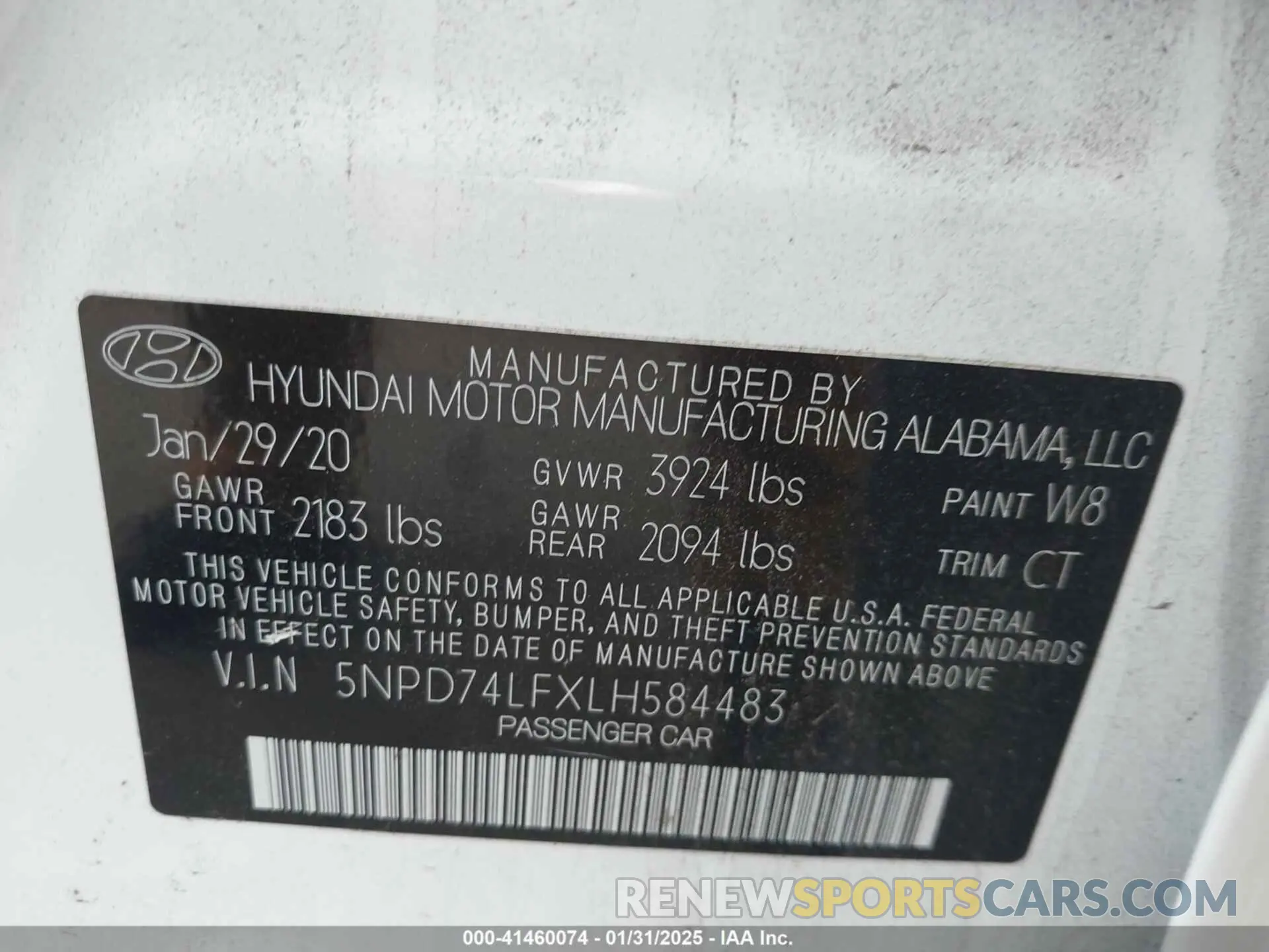 9 Photograph of a damaged car 5NPD74LFXLH584483 HYUNDAI ELANTRA 2020