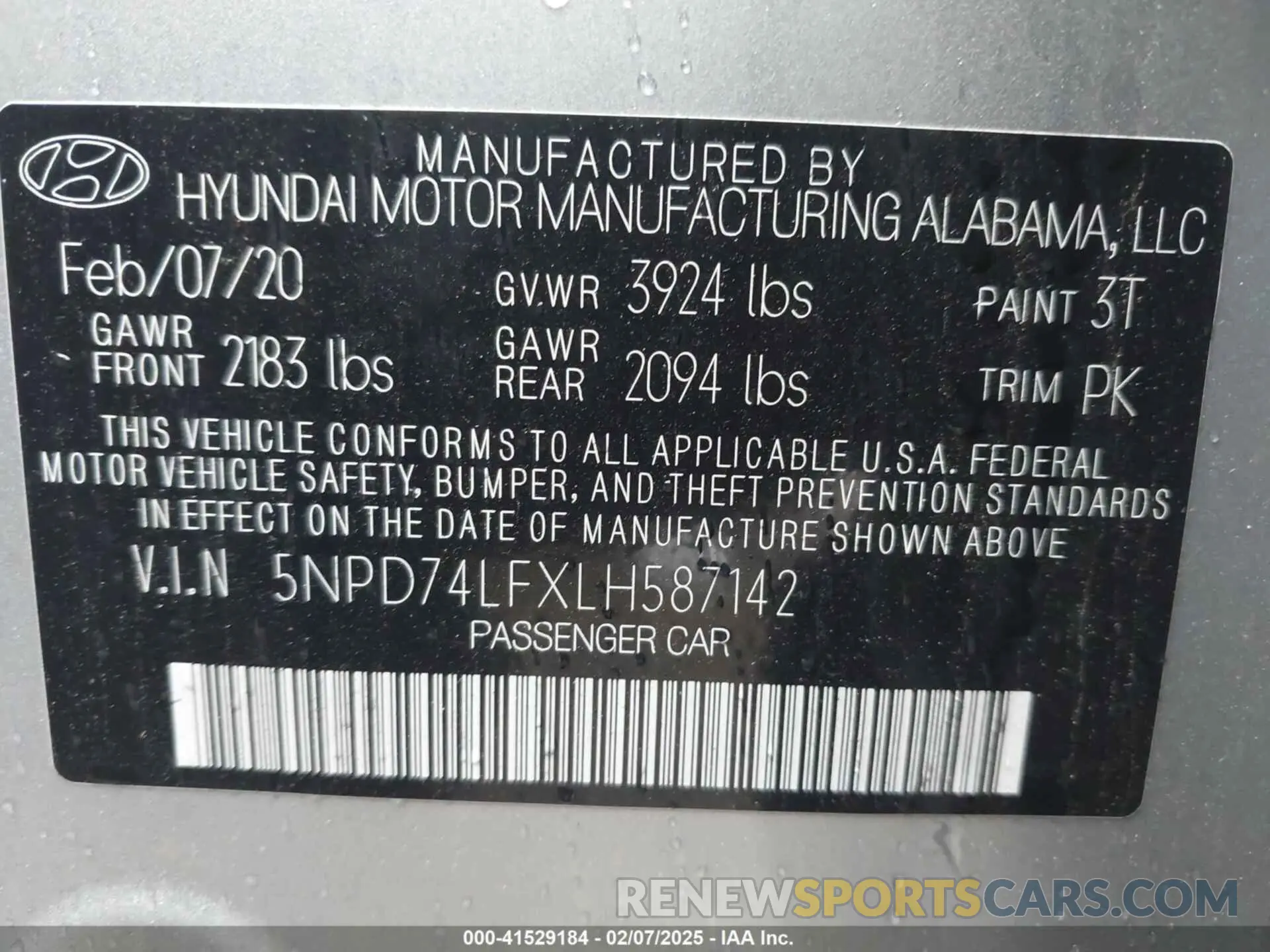 9 Photograph of a damaged car 5NPD74LFXLH587142 HYUNDAI ELANTRA 2020