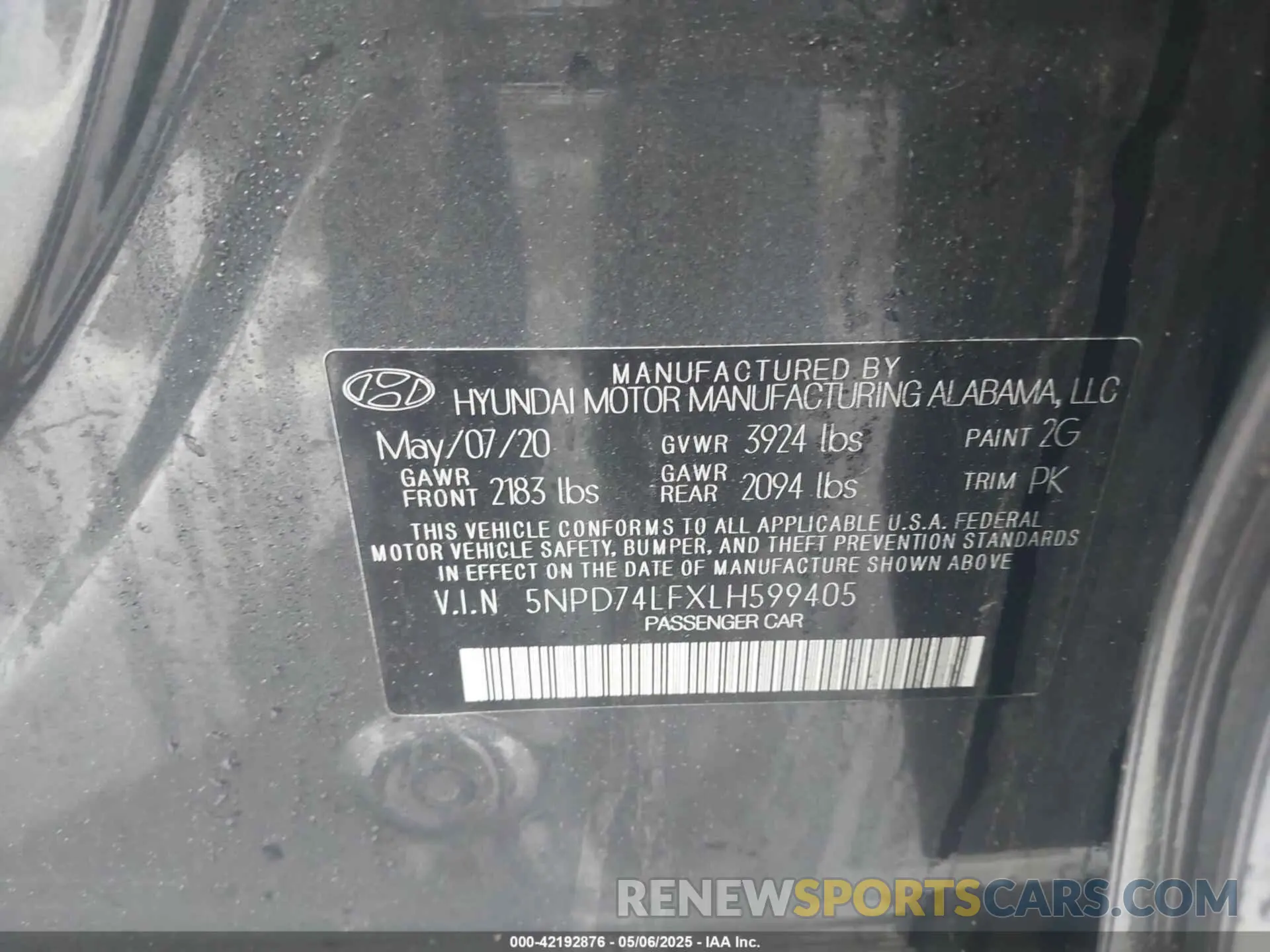 9 Photograph of a damaged car 5NPD74LFXLH599405 HYUNDAI ELANTRA 2020