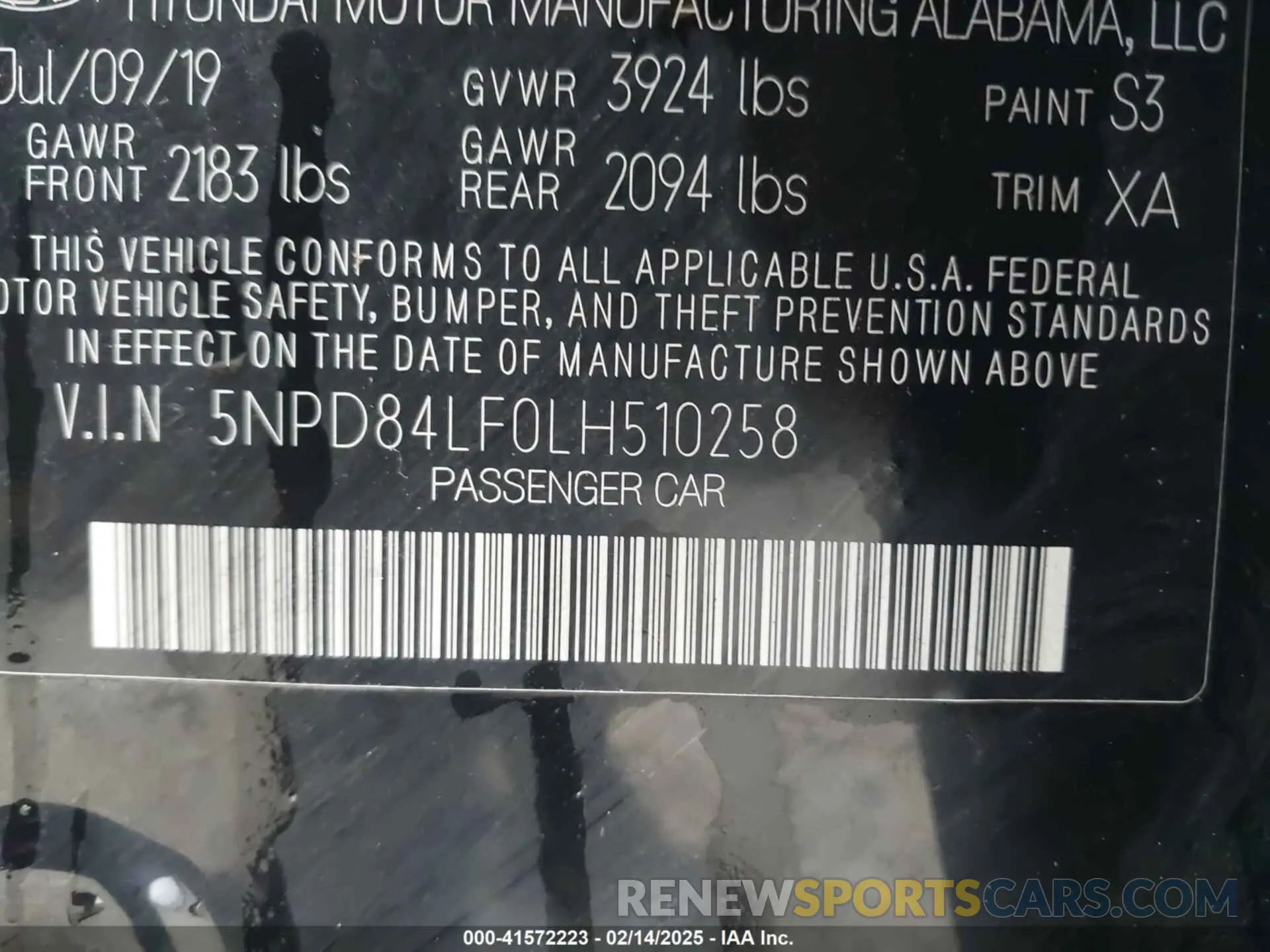 9 Photograph of a damaged car 5NPD84LF0LH510258 HYUNDAI ELANTRA 2020