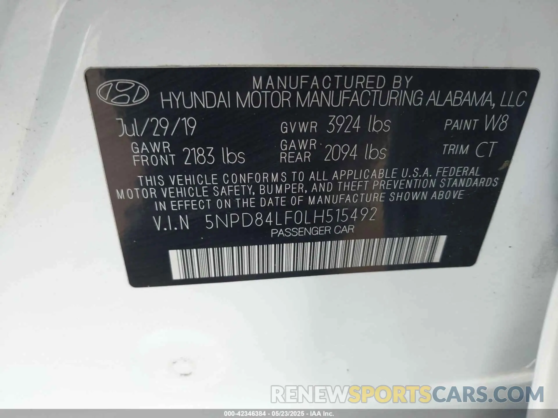 9 Photograph of a damaged car 5NPD84LF0LH515492 HYUNDAI ELANTRA 2020