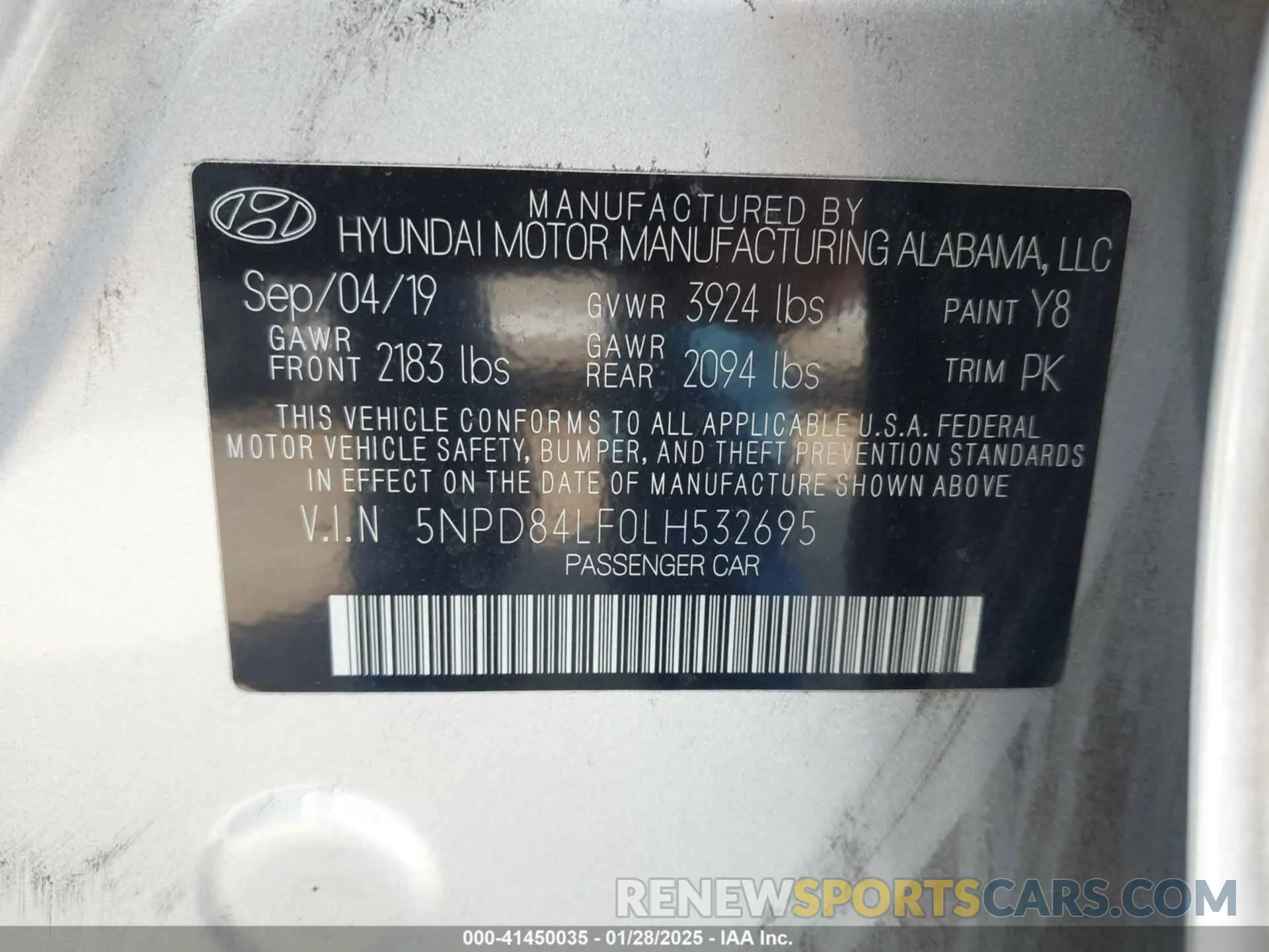 9 Photograph of a damaged car 5NPD84LF0LH532695 HYUNDAI ELANTRA 2020