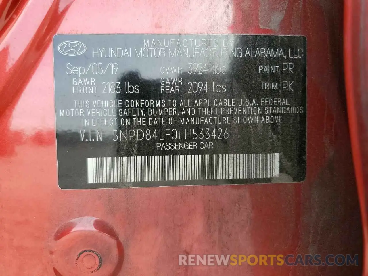 15 Photograph of a damaged car 5NPD84LF0LH533426 HYUNDAI ELANTRA 2020