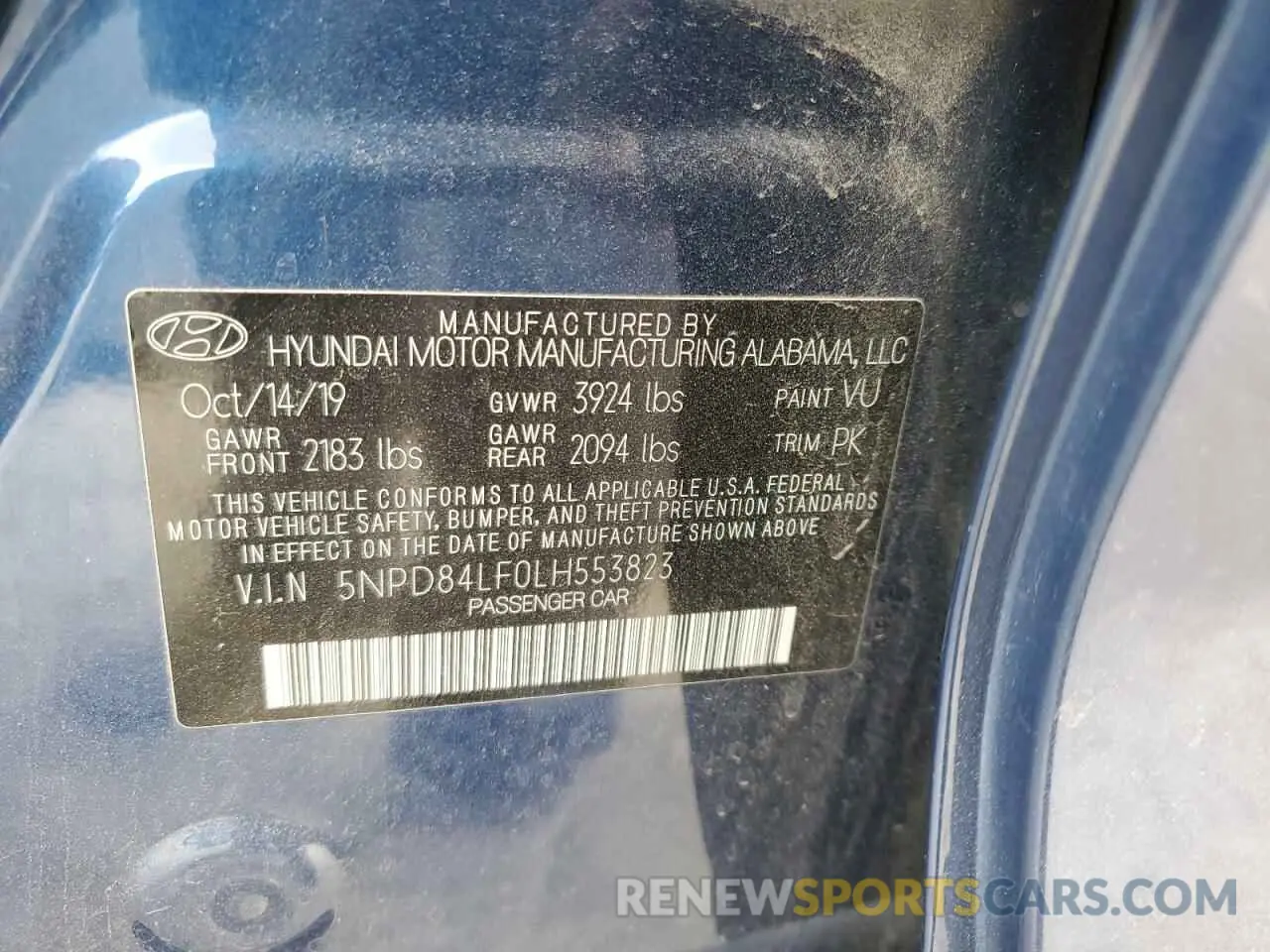 12 Photograph of a damaged car 5NPD84LF0LH553823 HYUNDAI ELANTRA 2020