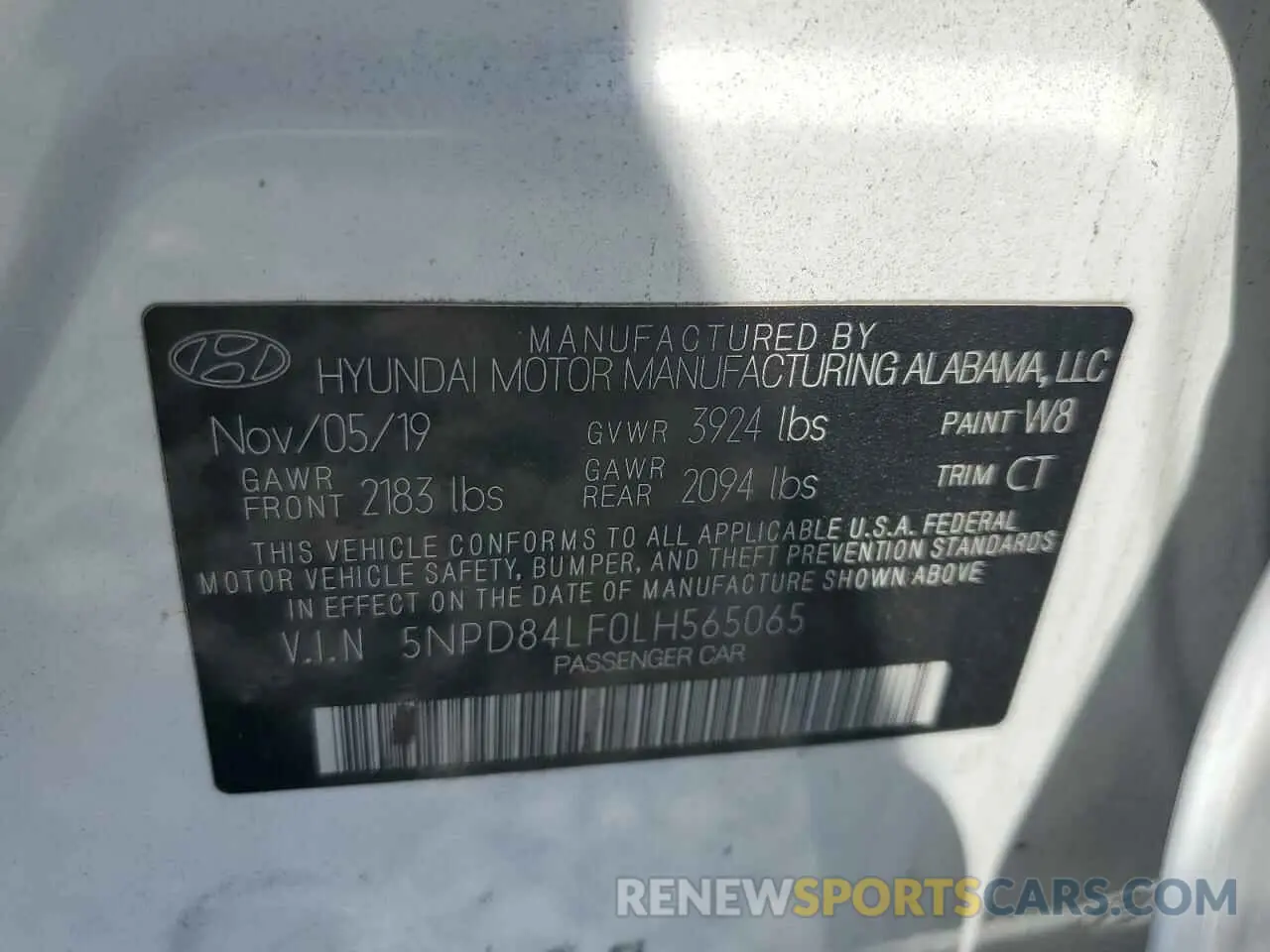 12 Photograph of a damaged car 5NPD84LF0LH565065 HYUNDAI ELANTRA 2020
