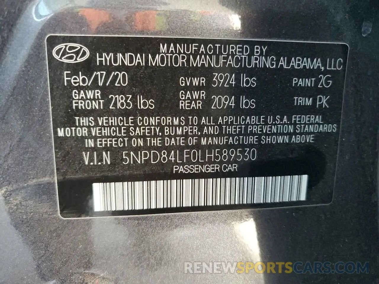 12 Photograph of a damaged car 5NPD84LF0LH589530 HYUNDAI ELANTRA 2020