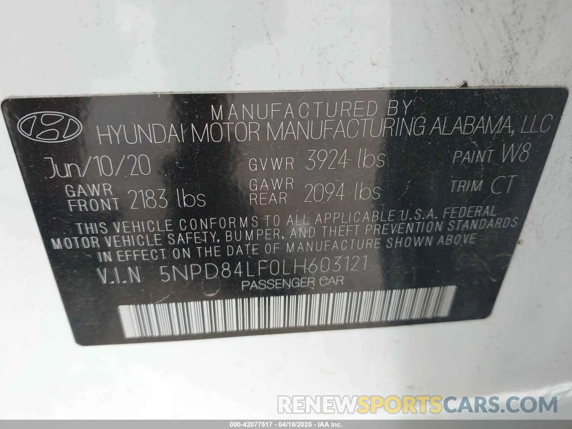 9 Photograph of a damaged car 5NPD84LF0LH603121 HYUNDAI ELANTRA 2020