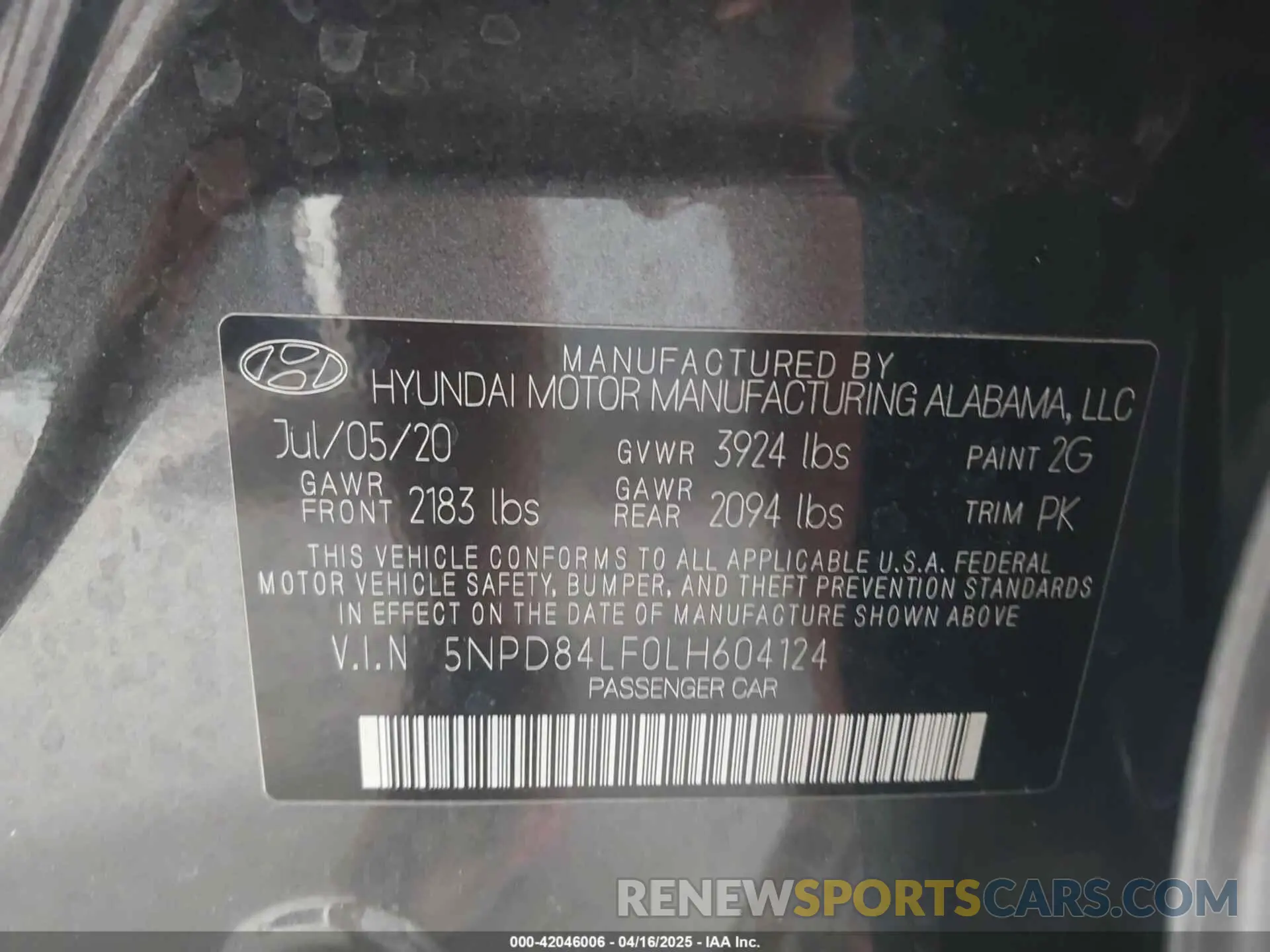 9 Photograph of a damaged car 5NPD84LF0LH604124 HYUNDAI ELANTRA 2020