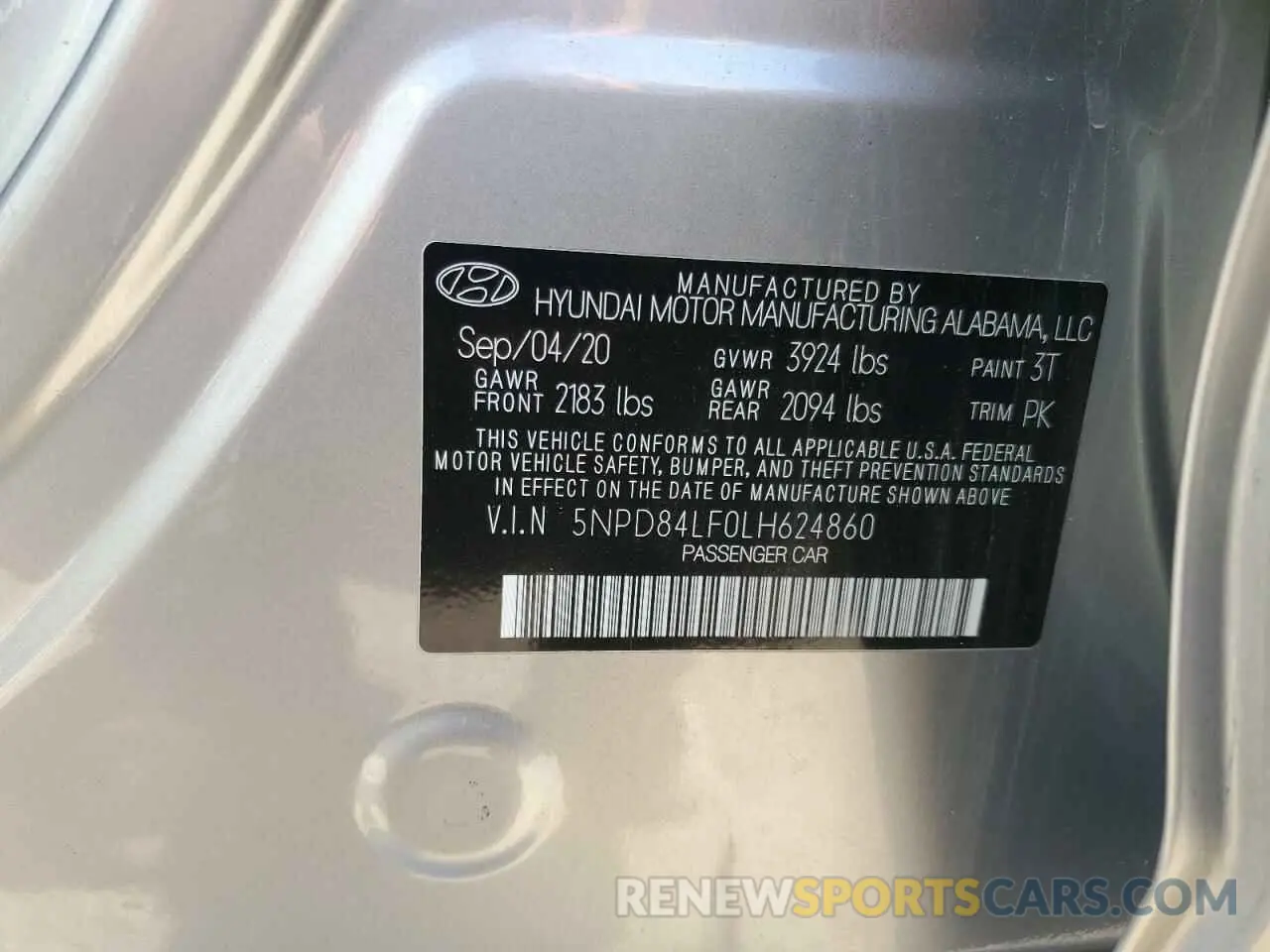 12 Photograph of a damaged car 5NPD84LF0LH624860 HYUNDAI ELANTRA 2020