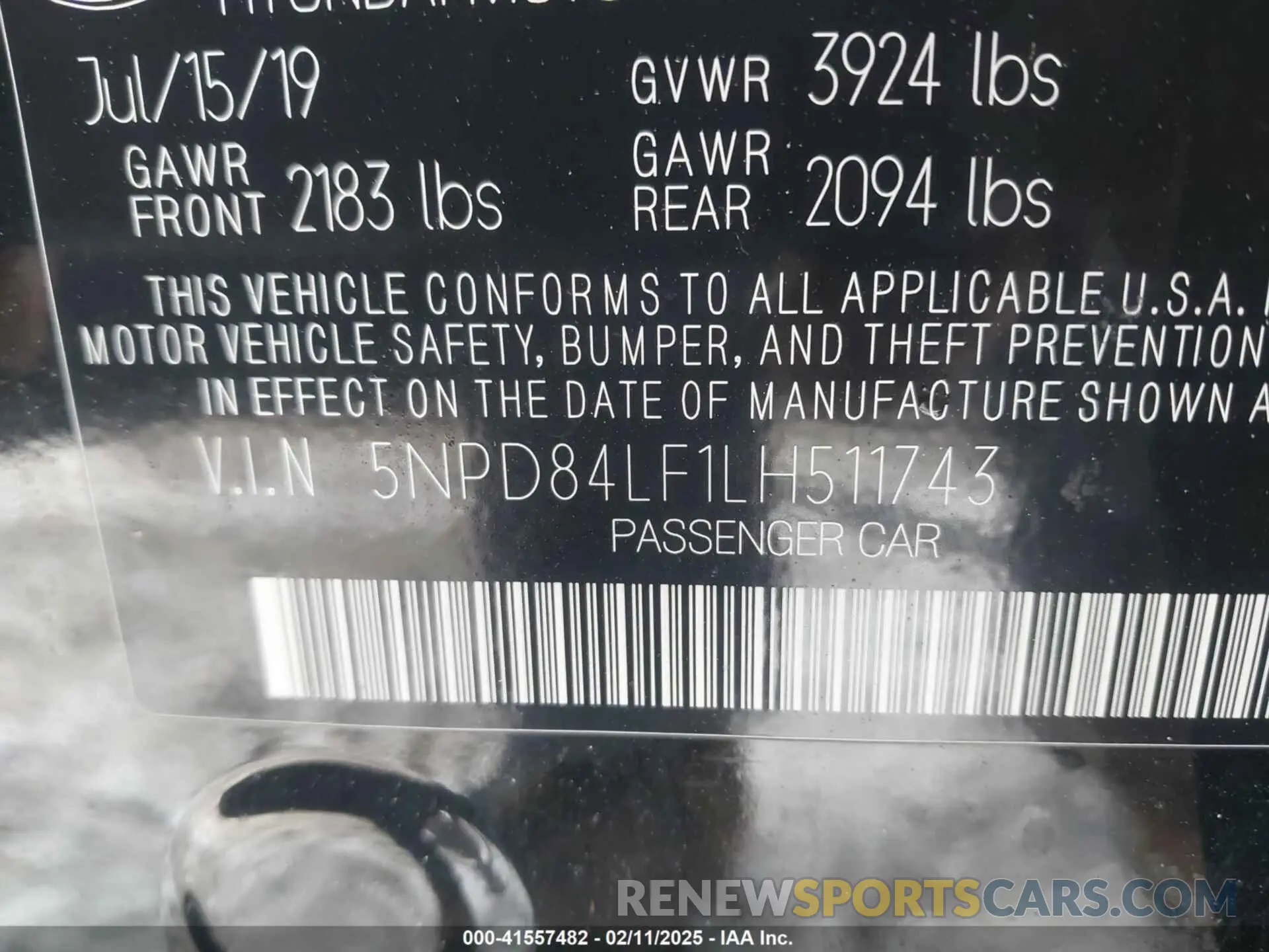 9 Photograph of a damaged car 5NPD84LF1LH511743 HYUNDAI ELANTRA 2020