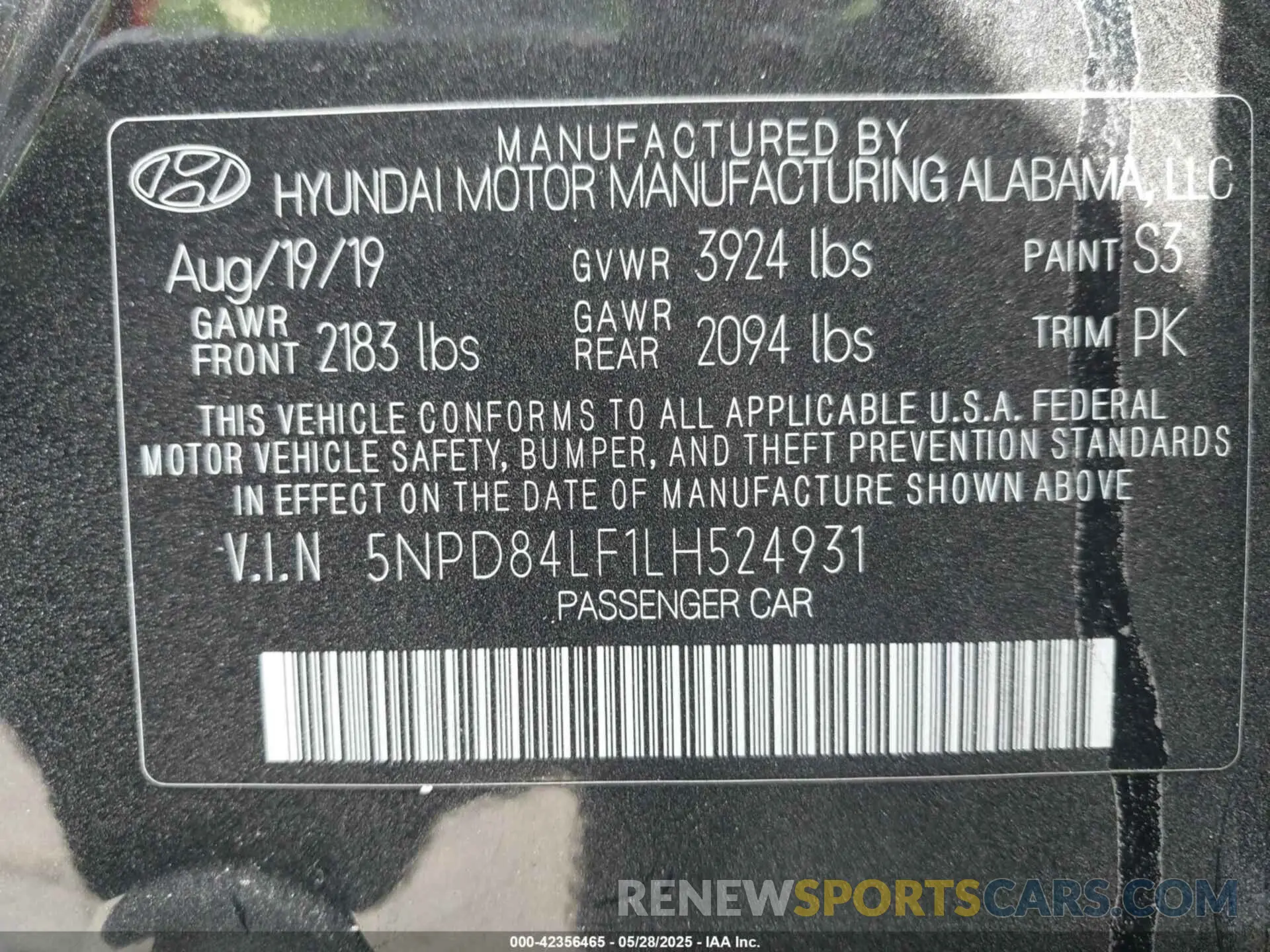 9 Photograph of a damaged car 5NPD84LF1LH524931 HYUNDAI ELANTRA 2020