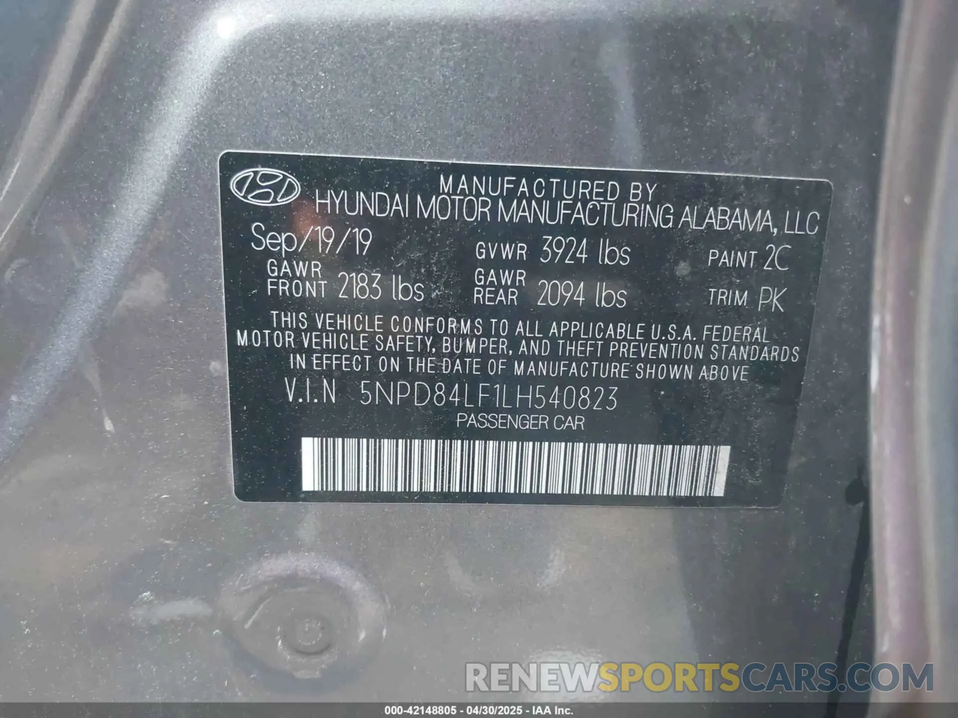 9 Photograph of a damaged car 5NPD84LF1LH540823 HYUNDAI ELANTRA 2020