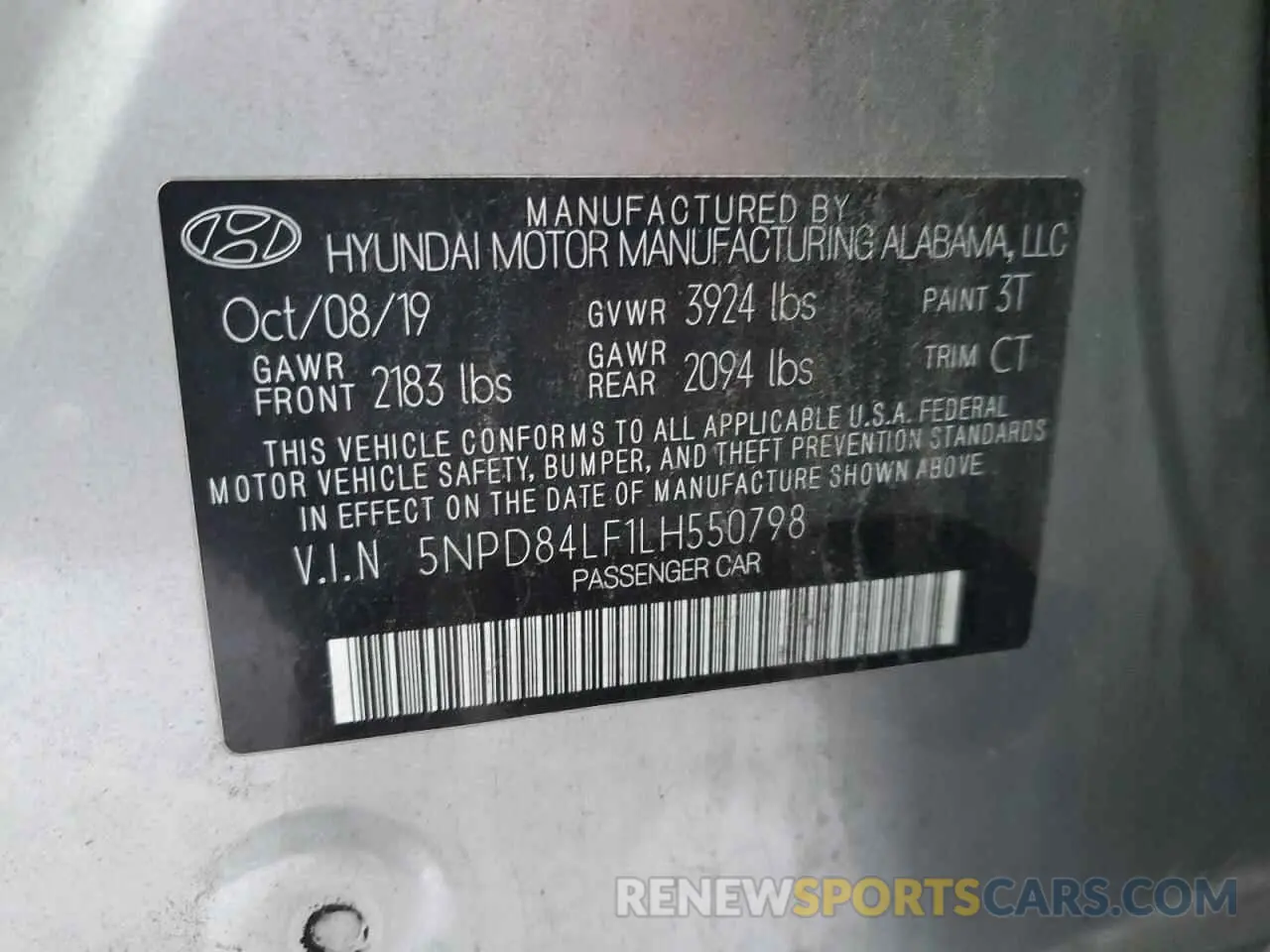 12 Photograph of a damaged car 5NPD84LF1LH550798 HYUNDAI ELANTRA 2020