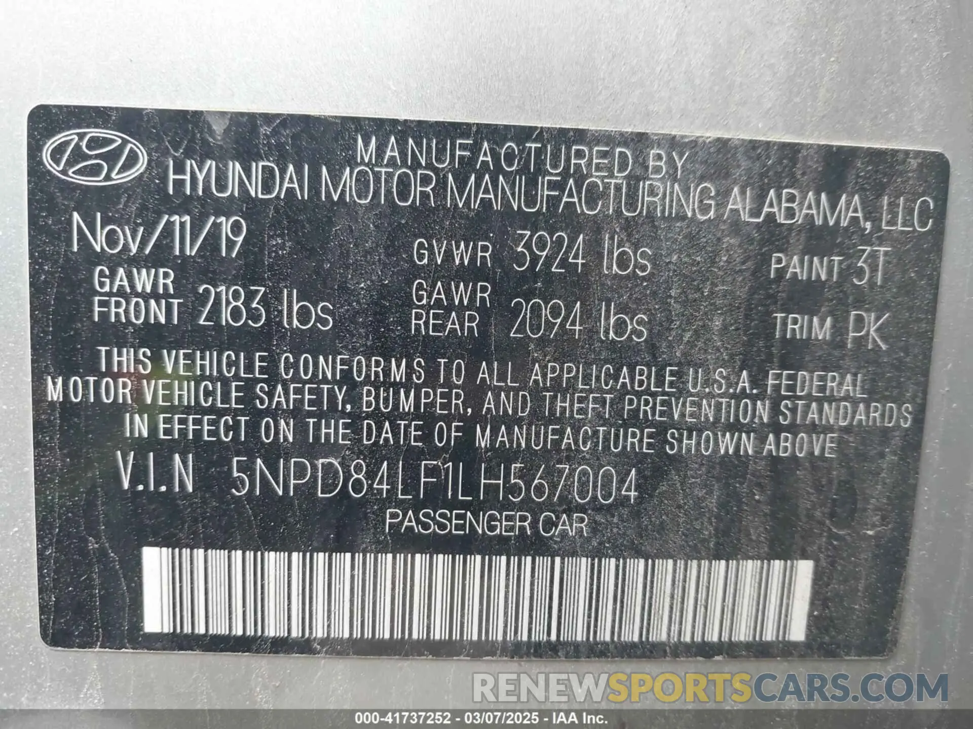 9 Photograph of a damaged car 5NPD84LF1LH567004 HYUNDAI ELANTRA 2020
