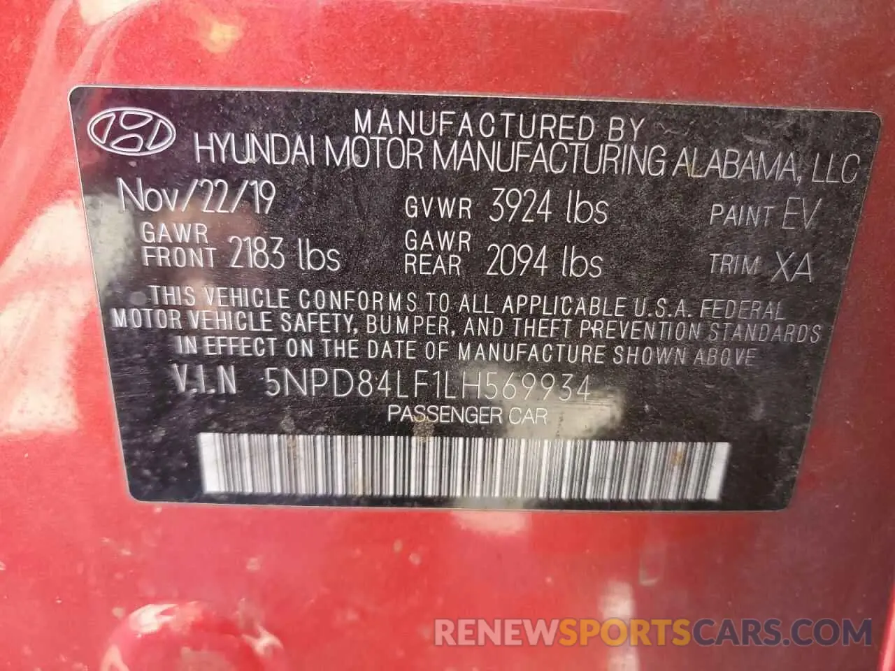 13 Photograph of a damaged car 5NPD84LF1LH569934 HYUNDAI ELANTRA 2020