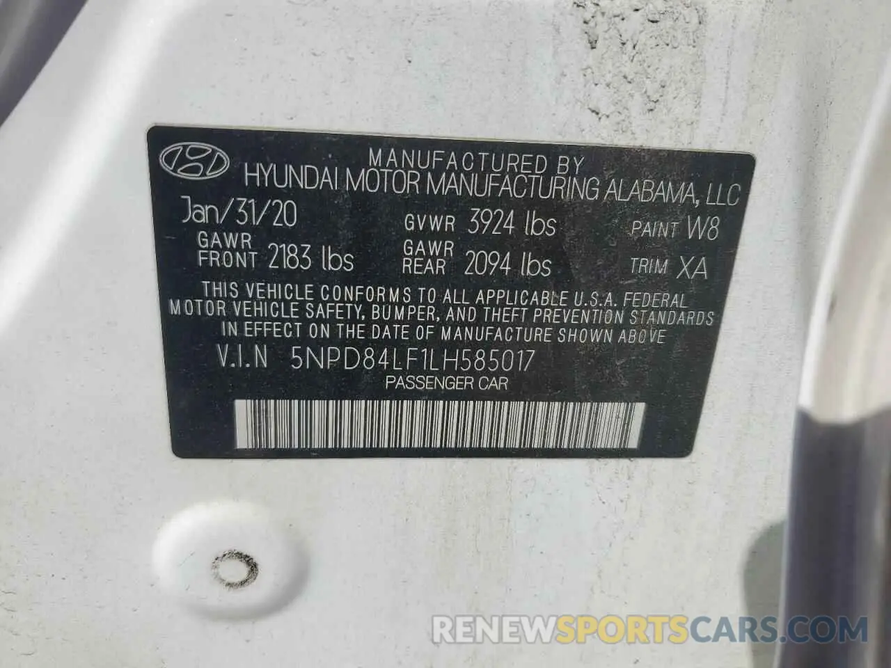 13 Photograph of a damaged car 5NPD84LF1LH585017 HYUNDAI ELANTRA 2020
