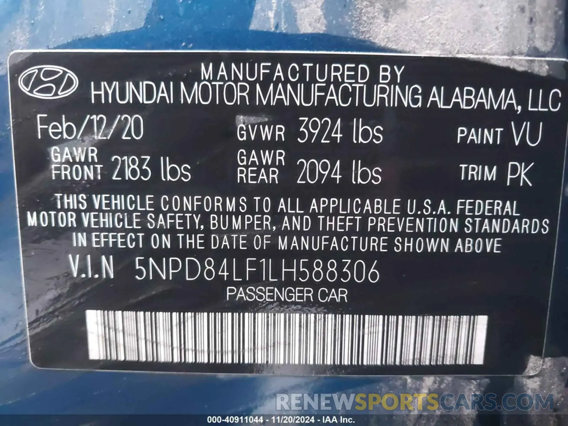 9 Photograph of a damaged car 5NPD84LF1LH588306 HYUNDAI ELANTRA 2020