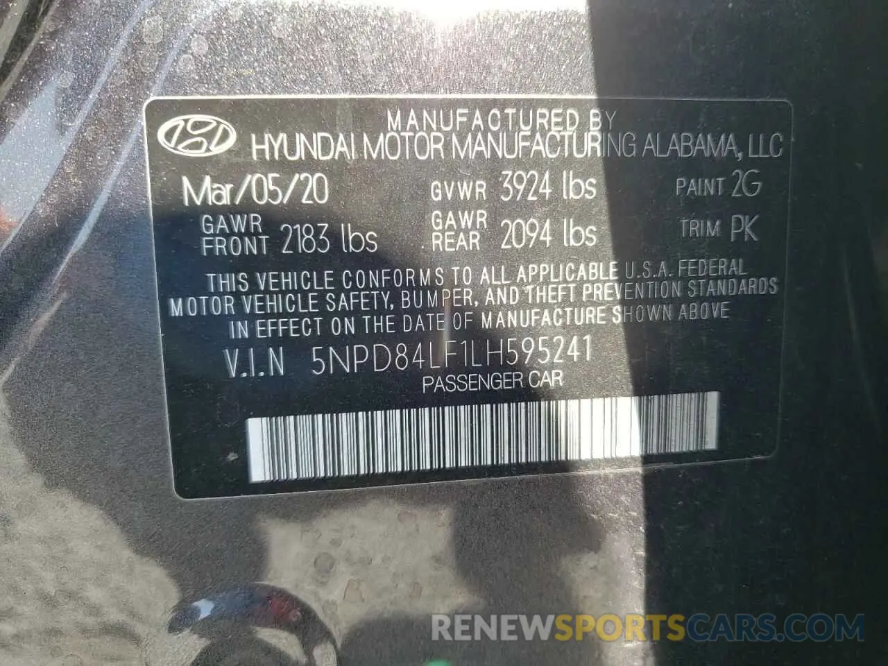 13 Photograph of a damaged car 5NPD84LF1LH595241 HYUNDAI ELANTRA 2020