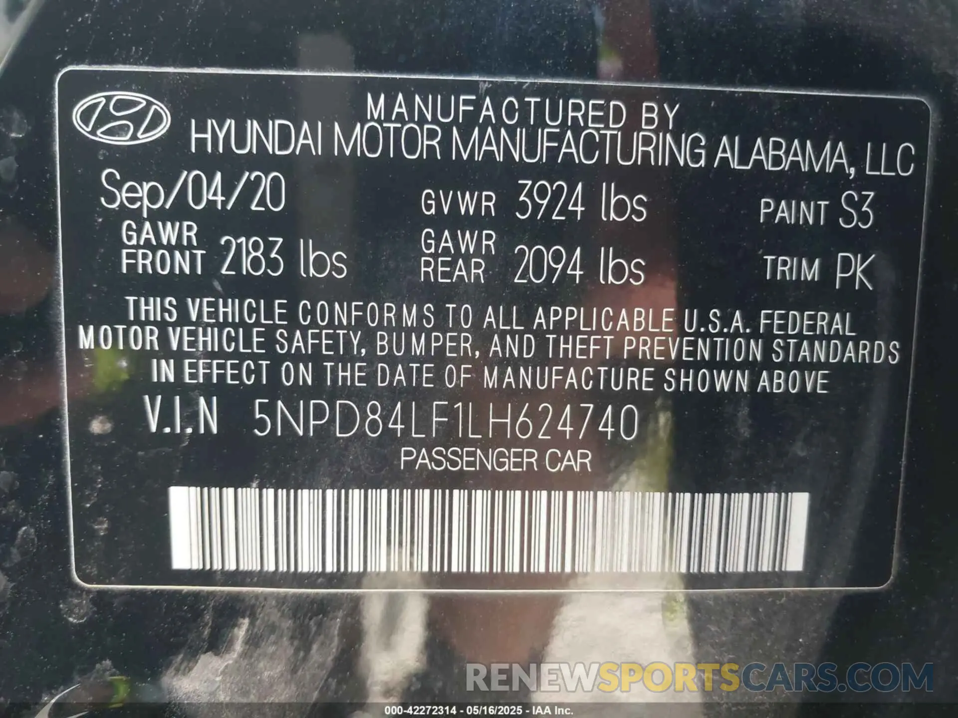 9 Photograph of a damaged car 5NPD84LF1LH624740 HYUNDAI ELANTRA 2020