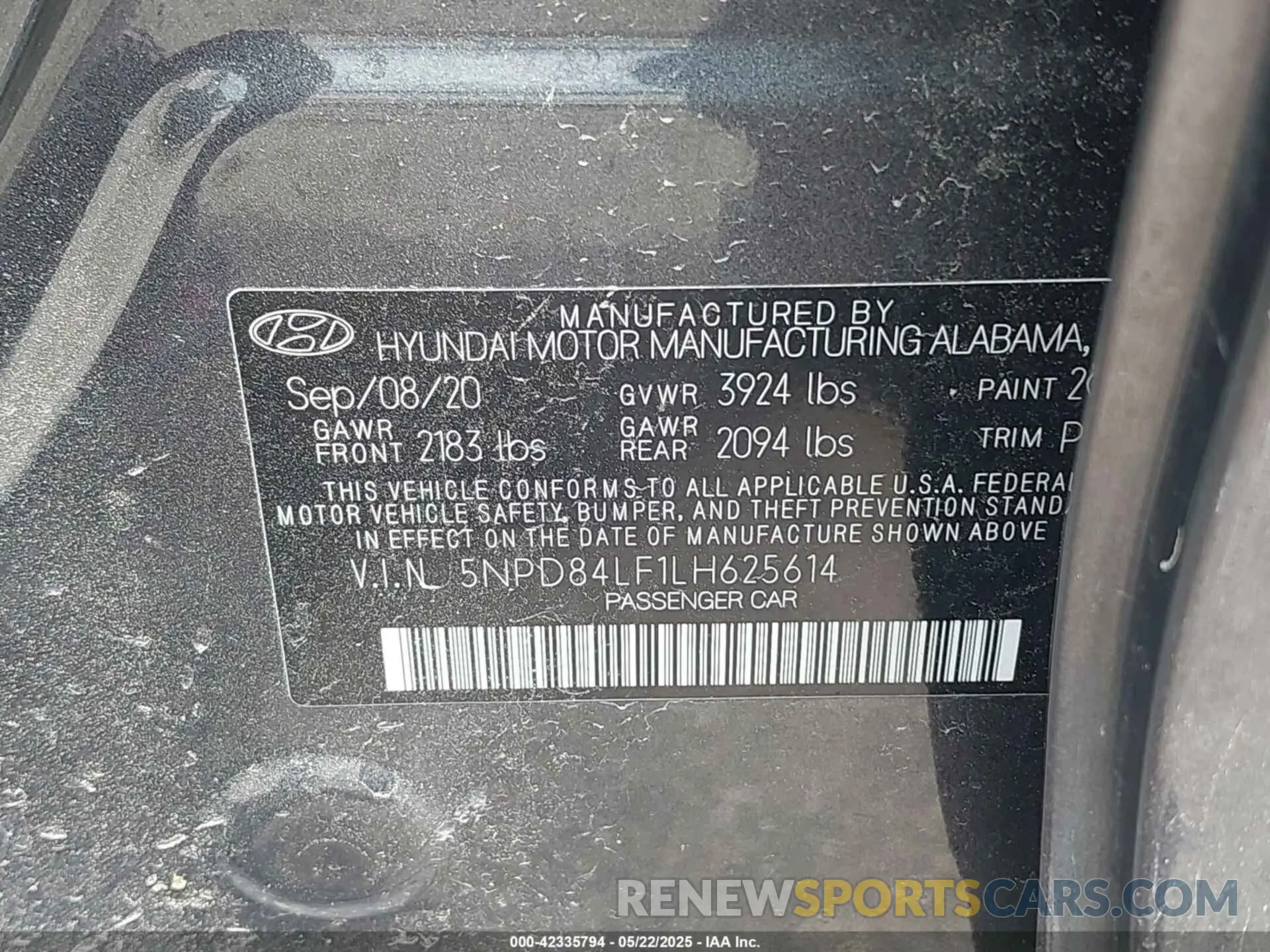 9 Photograph of a damaged car 5NPD84LF1LH625614 HYUNDAI ELANTRA 2020