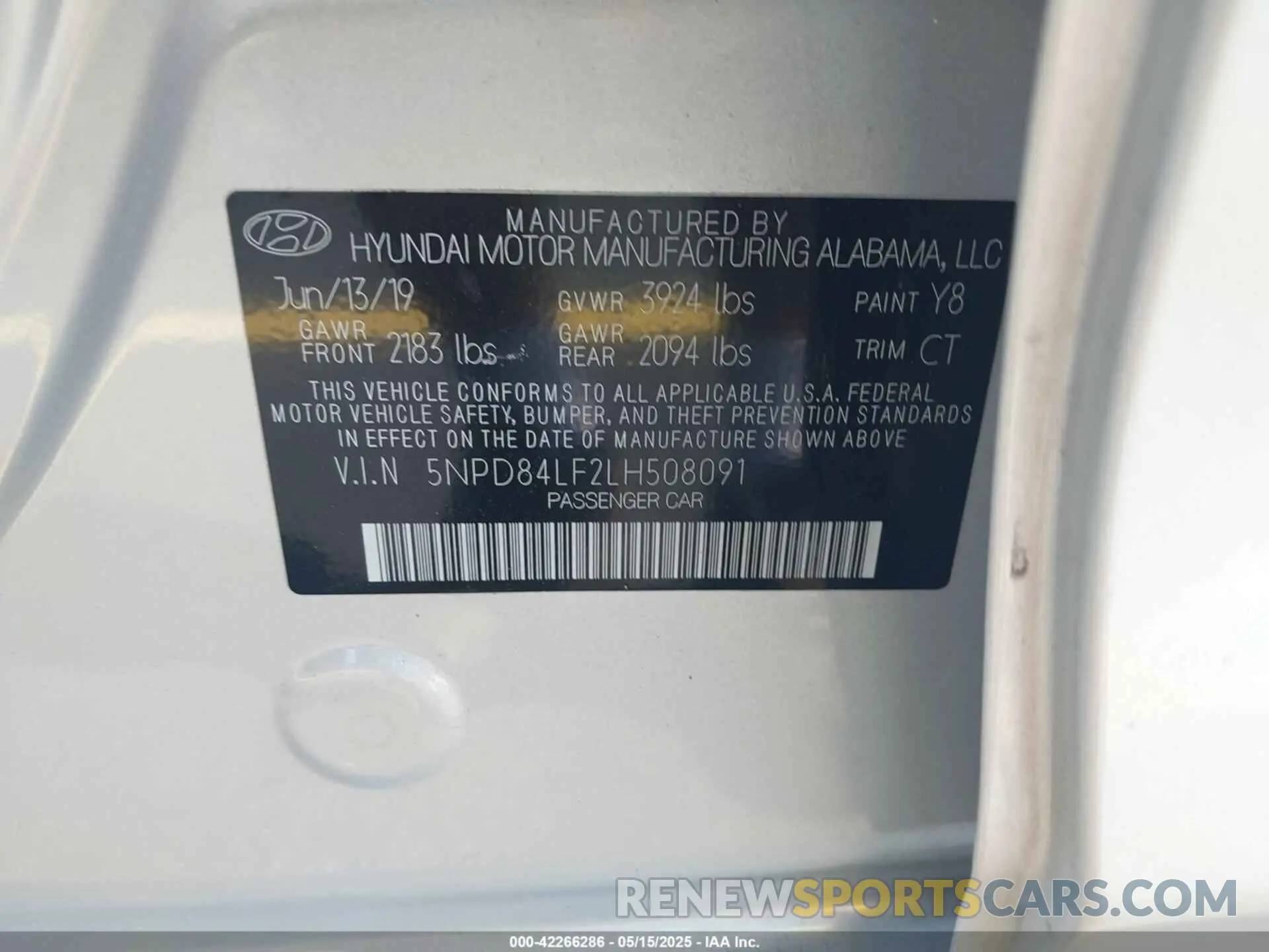 9 Photograph of a damaged car 5NPD84LF2LH508091 HYUNDAI ELANTRA 2020
