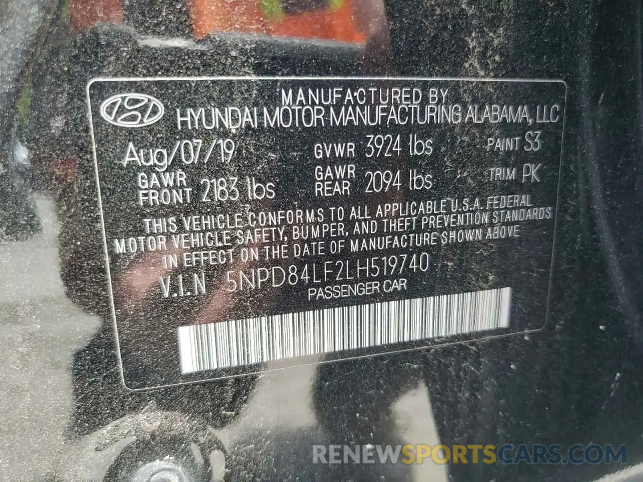 12 Photograph of a damaged car 5NPD84LF2LH519740 HYUNDAI ELANTRA 2020