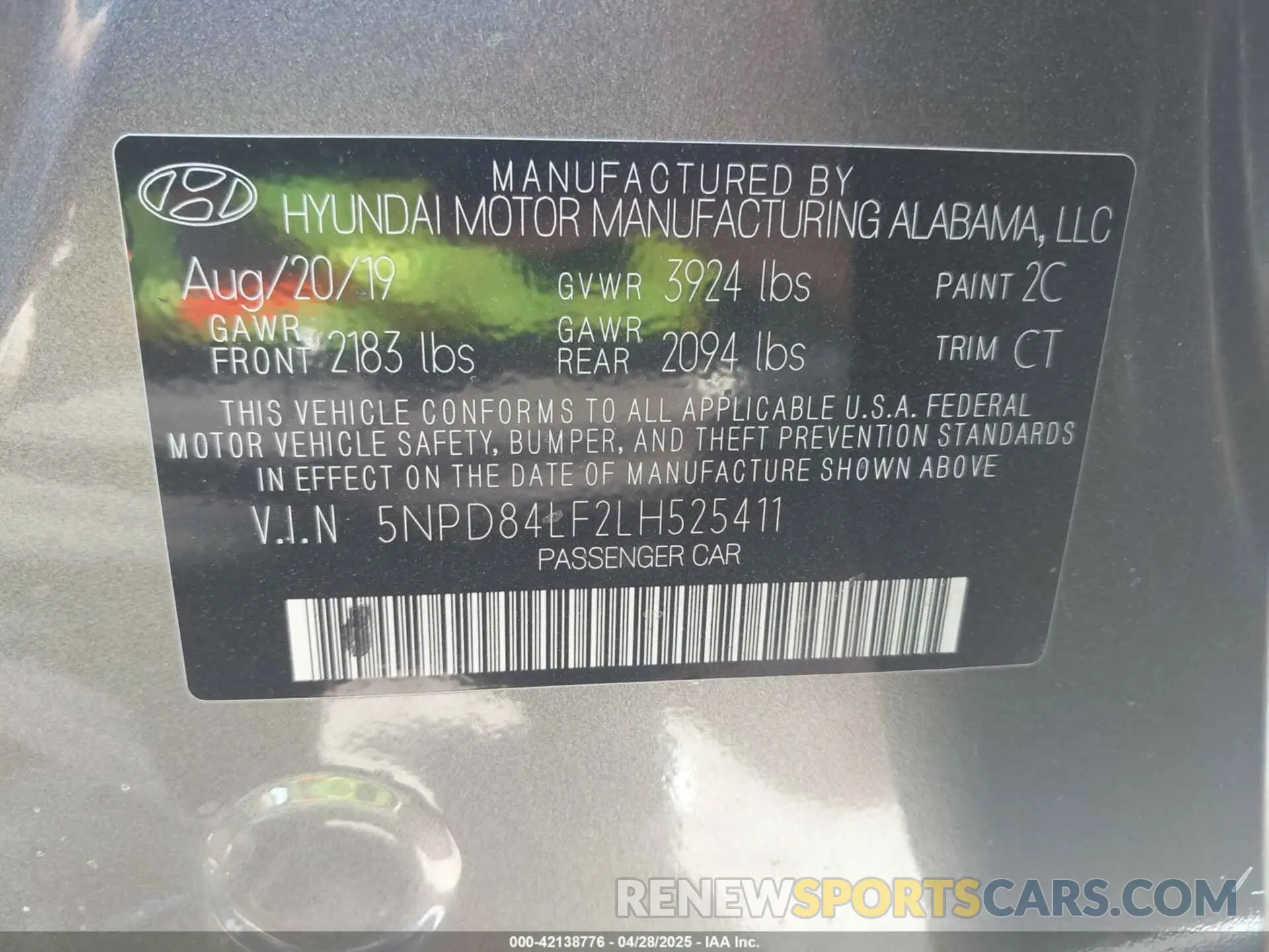 9 Photograph of a damaged car 5NPD84LF2LH525411 HYUNDAI ELANTRA 2020