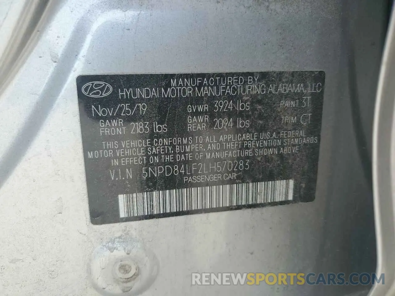 12 Photograph of a damaged car 5NPD84LF2LH570283 HYUNDAI ELANTRA 2020