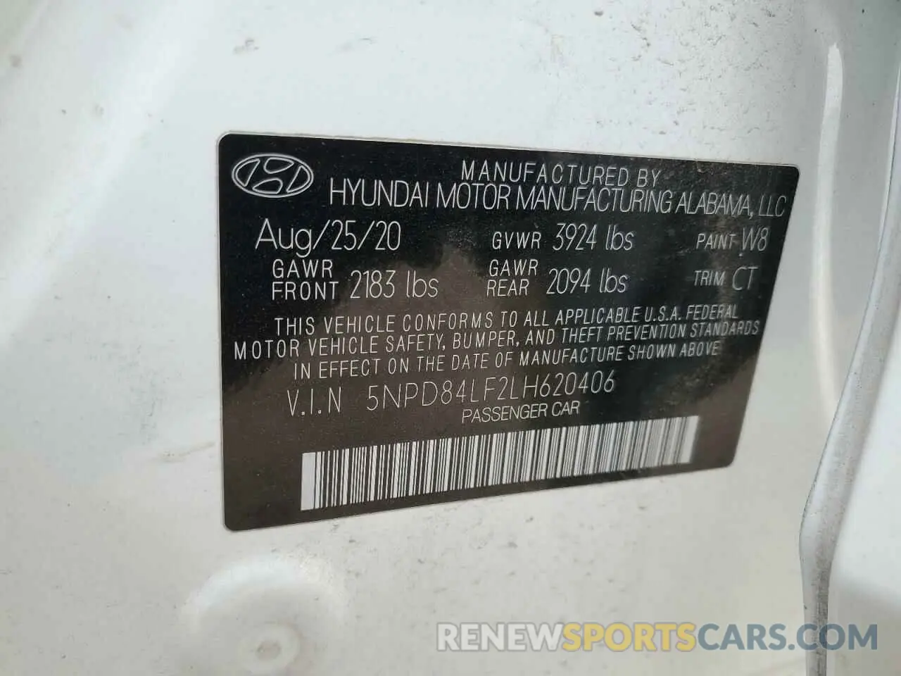 12 Photograph of a damaged car 5NPD84LF2LH620406 HYUNDAI ELANTRA 2020