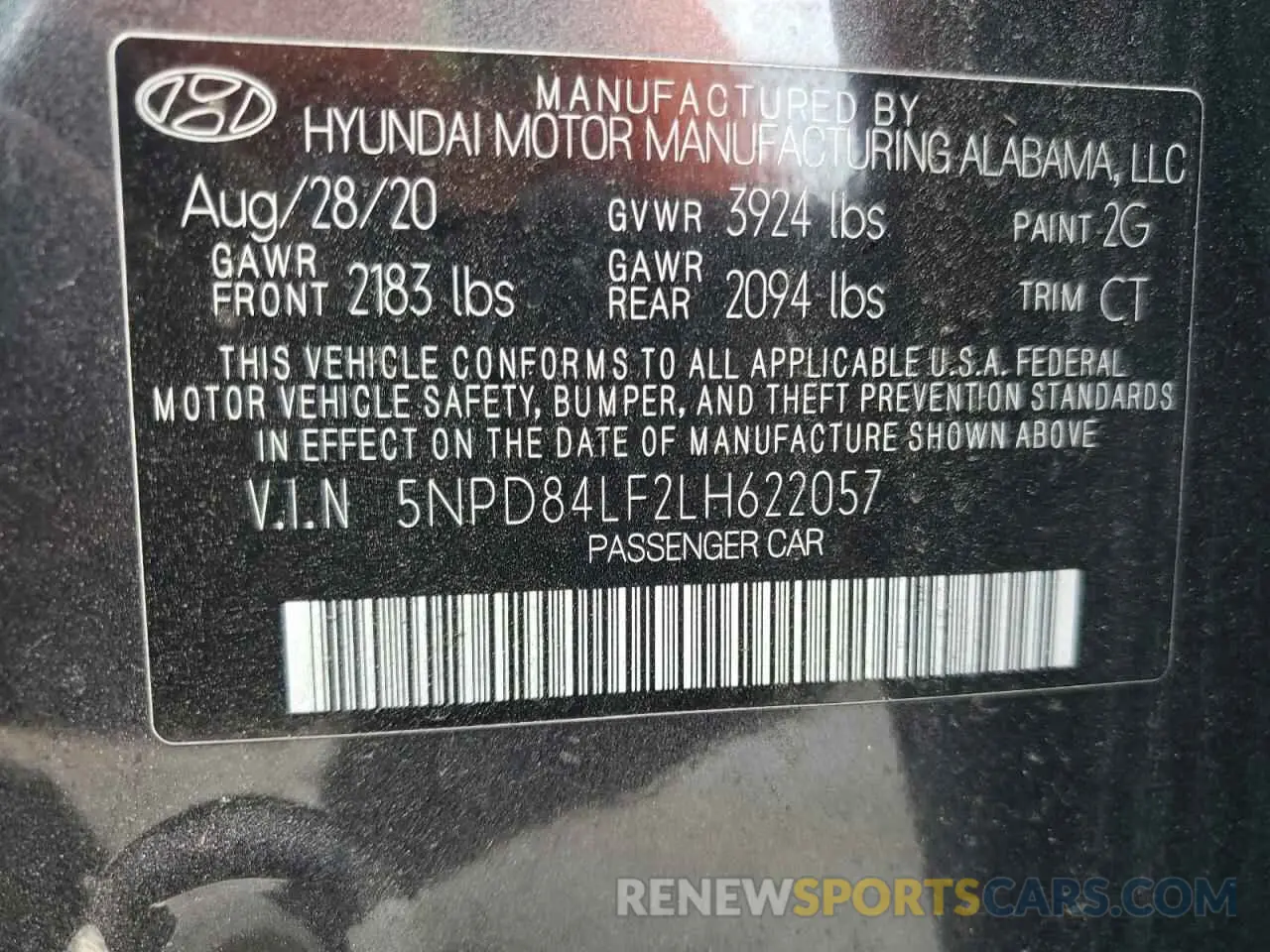 12 Photograph of a damaged car 5NPD84LF2LH622057 HYUNDAI ELANTRA 2020