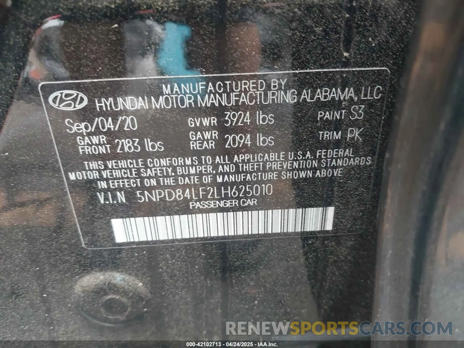 9 Photograph of a damaged car 5NPD84LF2LH625010 HYUNDAI ELANTRA 2020