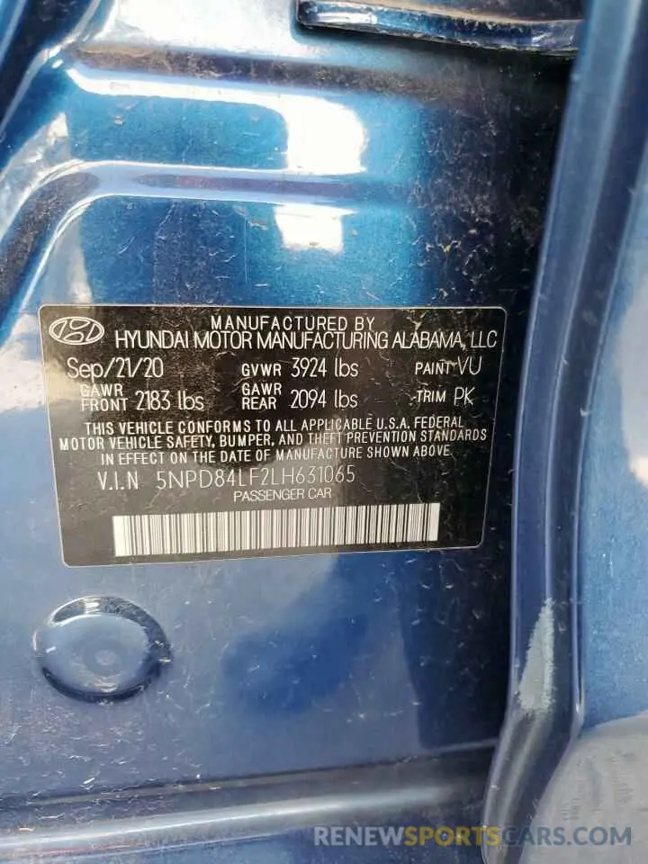 12 Photograph of a damaged car 5NPD84LF2LH631065 HYUNDAI ELANTRA 2020