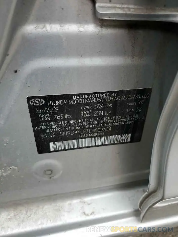 14 Photograph of a damaged car 5NPD84LF3LH509654 HYUNDAI ELANTRA 2020