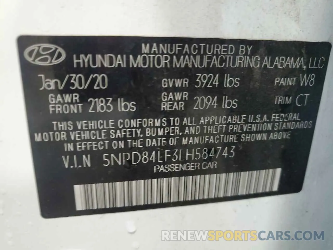 12 Photograph of a damaged car 5NPD84LF3LH584743 HYUNDAI ELANTRA 2020