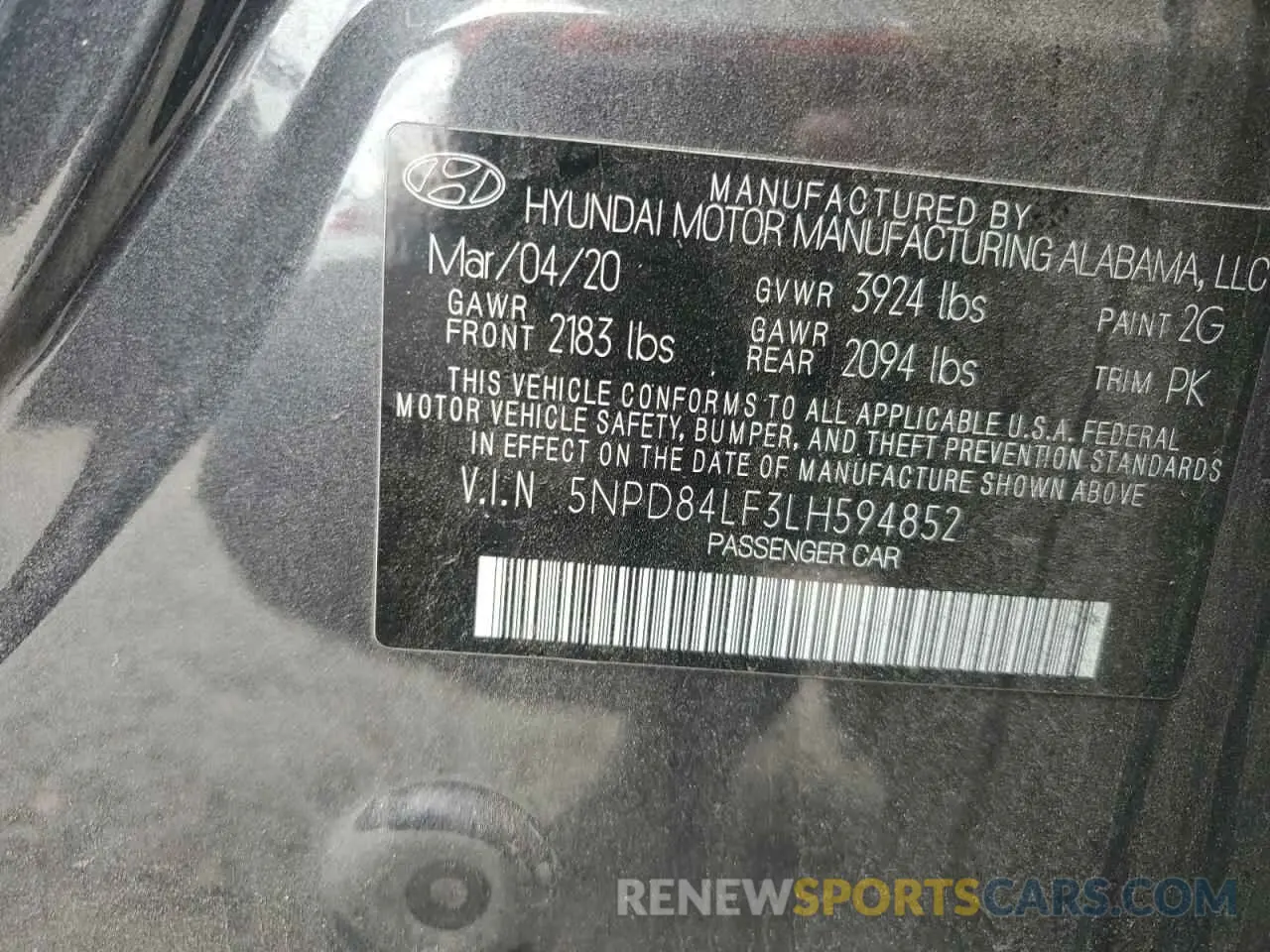 14 Photograph of a damaged car 5NPD84LF3LH594852 HYUNDAI ELANTRA 2020