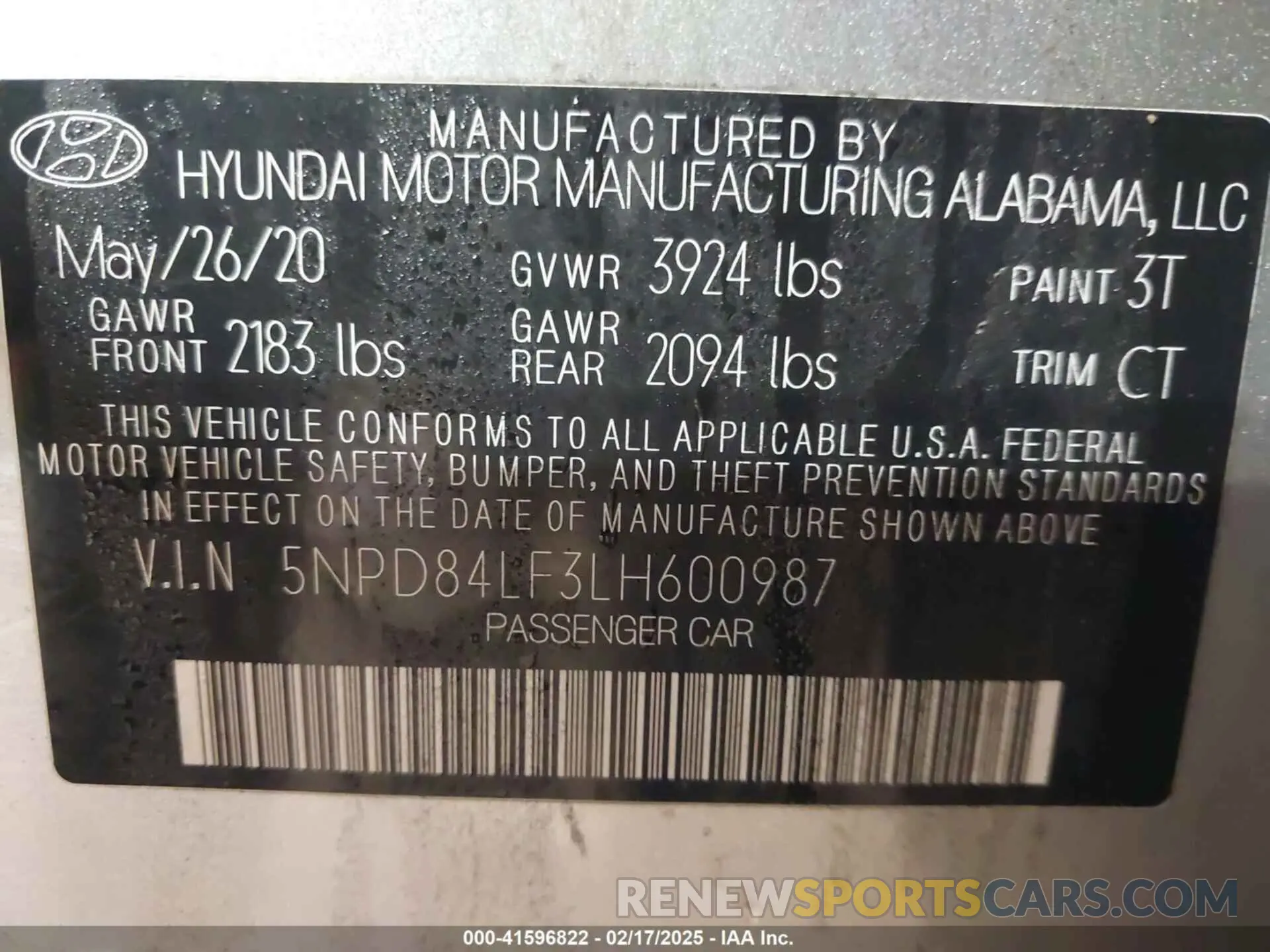 9 Photograph of a damaged car 5NPD84LF3LH600987 HYUNDAI ELANTRA 2020