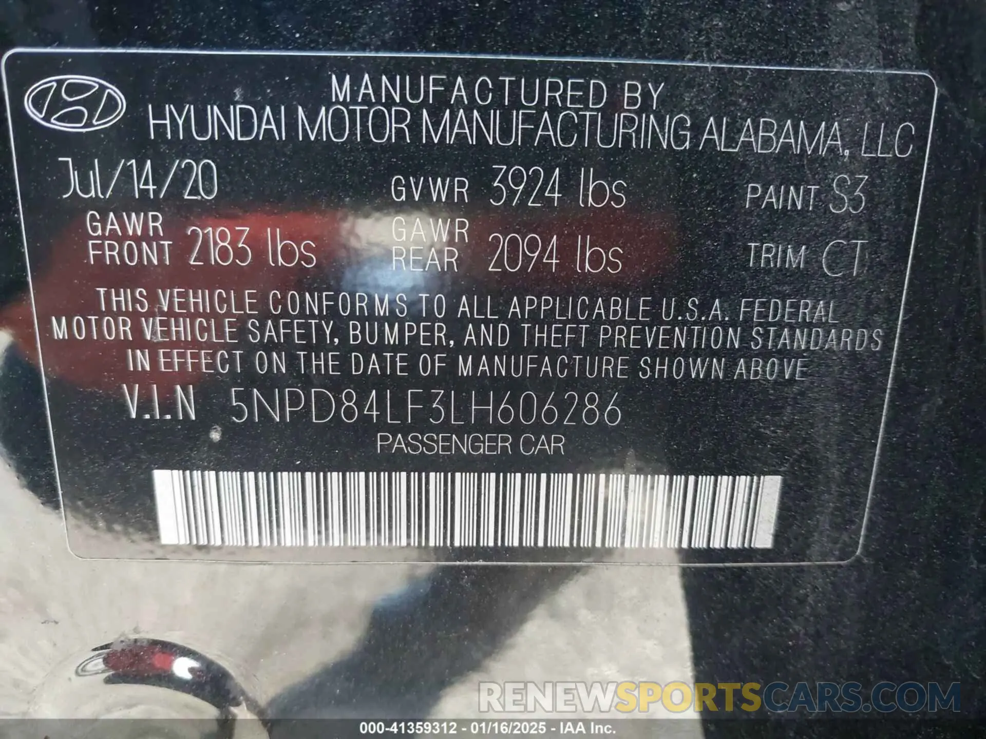 9 Photograph of a damaged car 5NPD84LF3LH606286 HYUNDAI ELANTRA 2020