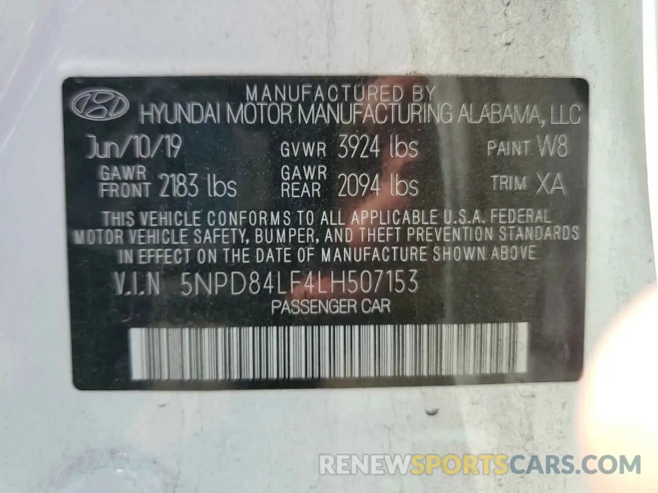 12 Photograph of a damaged car 5NPD84LF4LH507153 HYUNDAI ELANTRA 2020