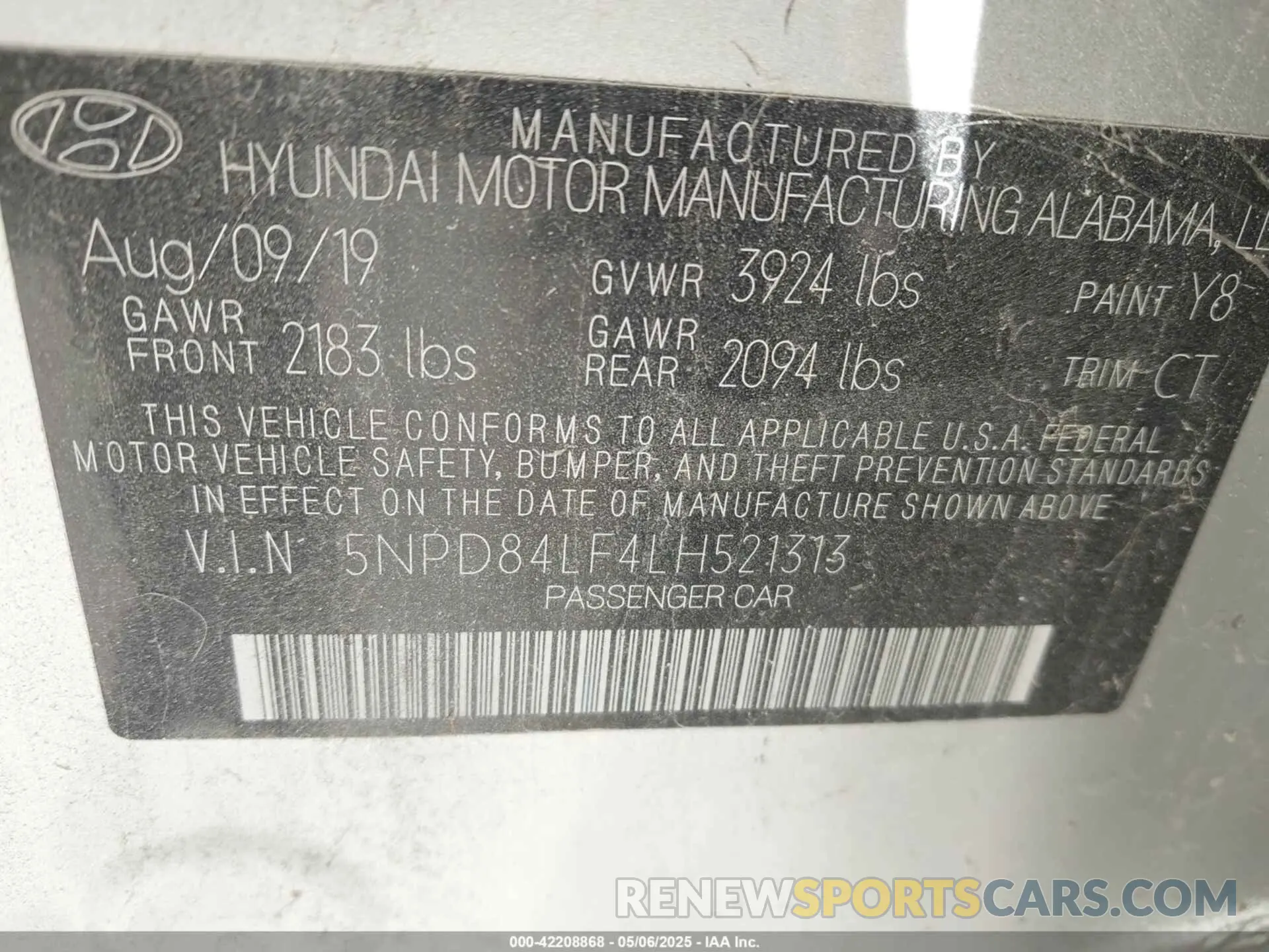 9 Photograph of a damaged car 5NPD84LF4LH521313 HYUNDAI ELANTRA 2020