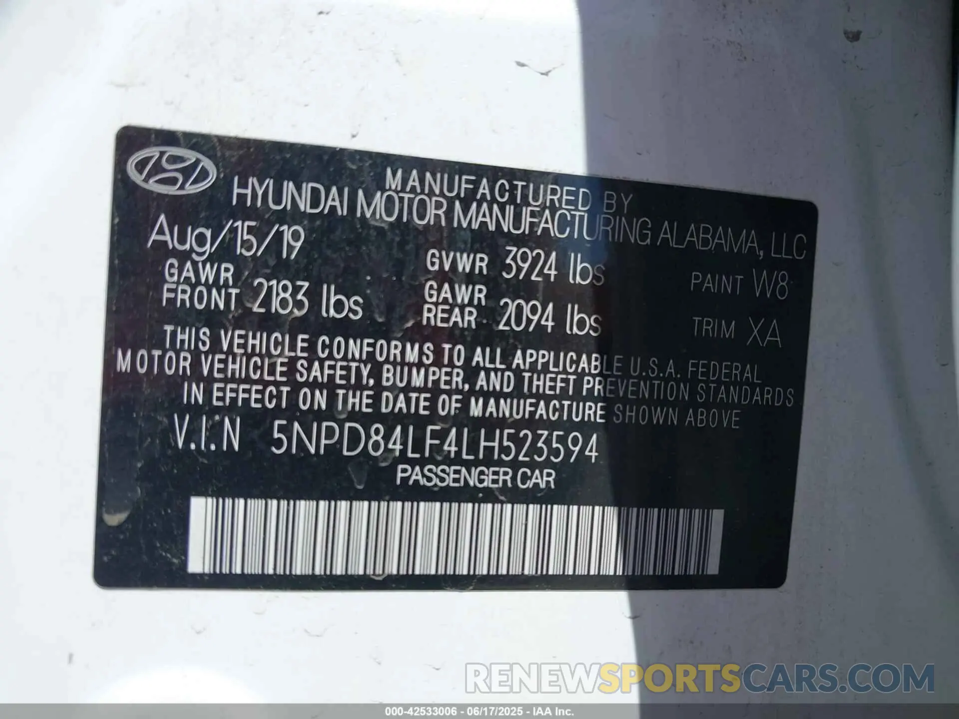 9 Photograph of a damaged car 5NPD84LF4LH523594 HYUNDAI ELANTRA 2020