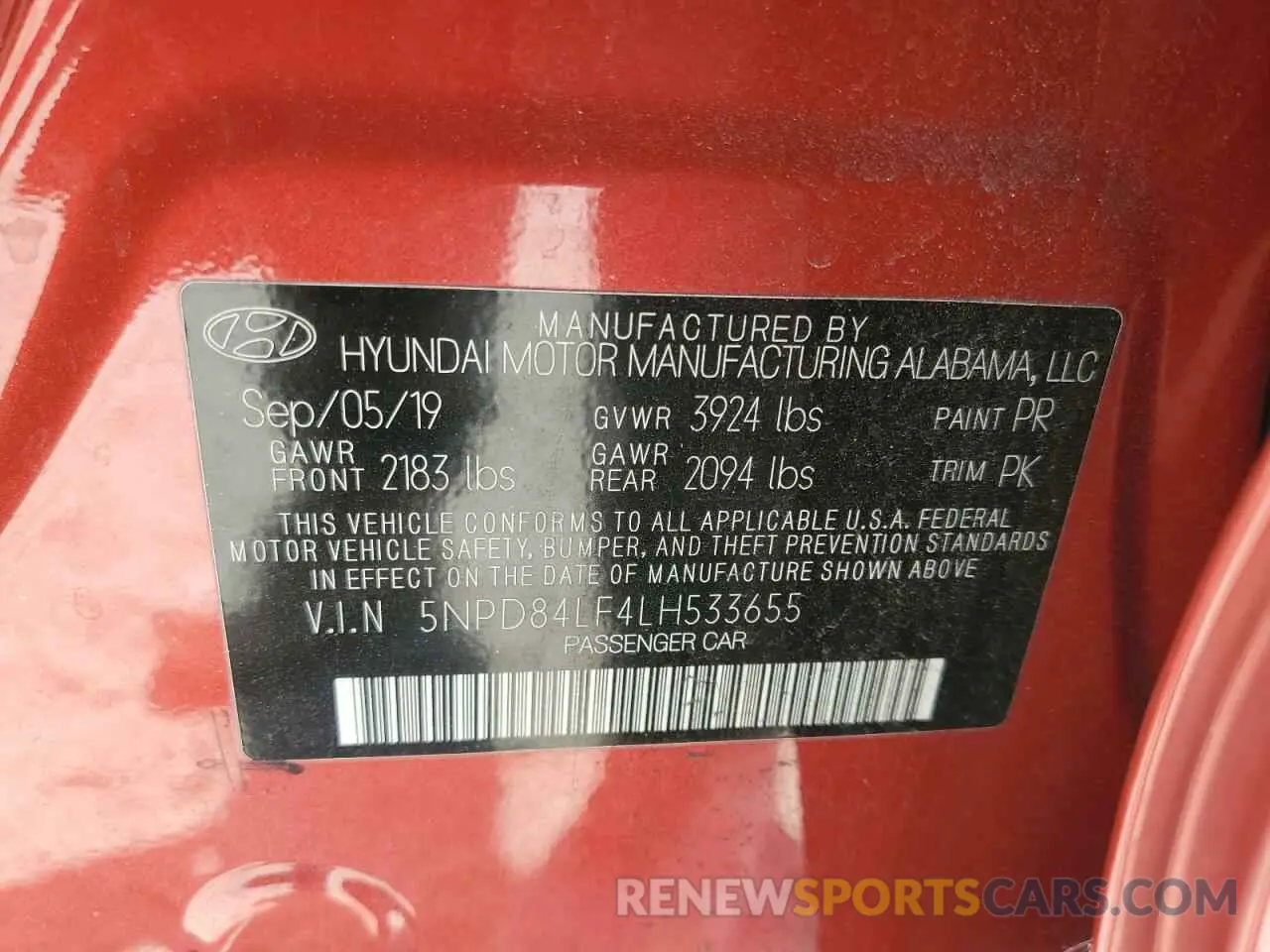 13 Photograph of a damaged car 5NPD84LF4LH533655 HYUNDAI ELANTRA 2020